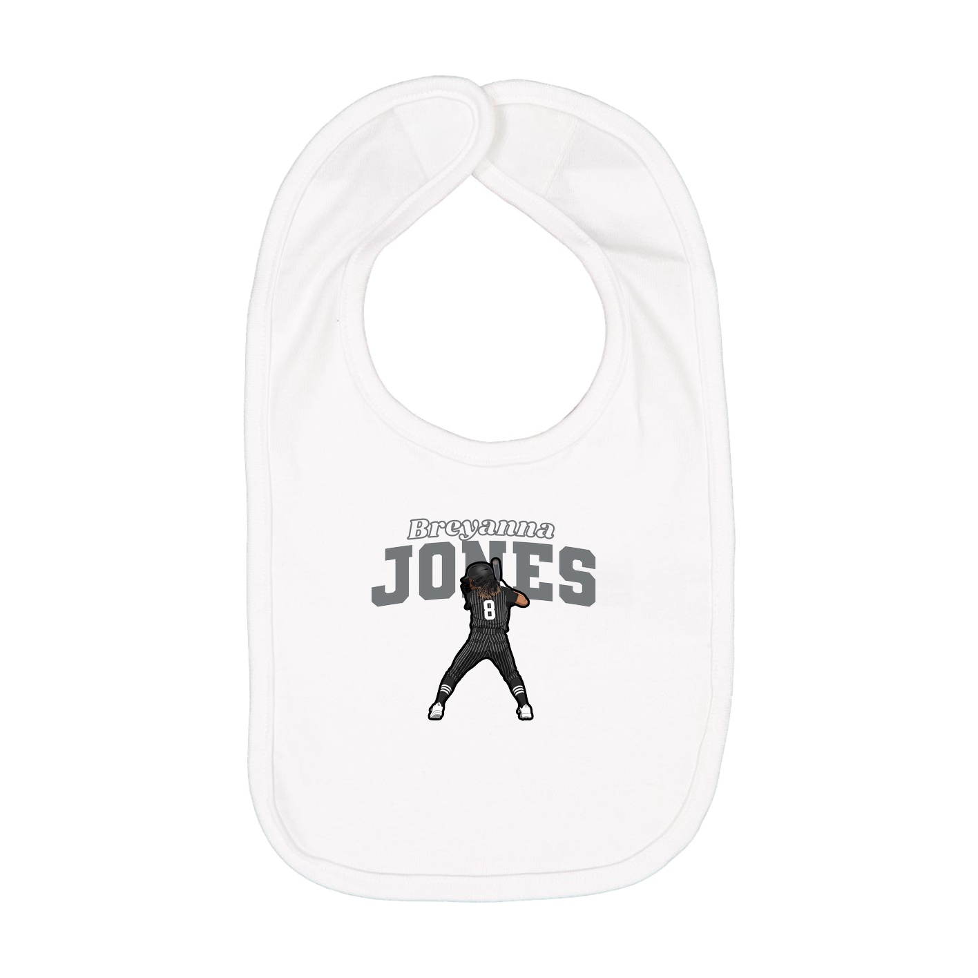 Infant Bib — Name Arch in White