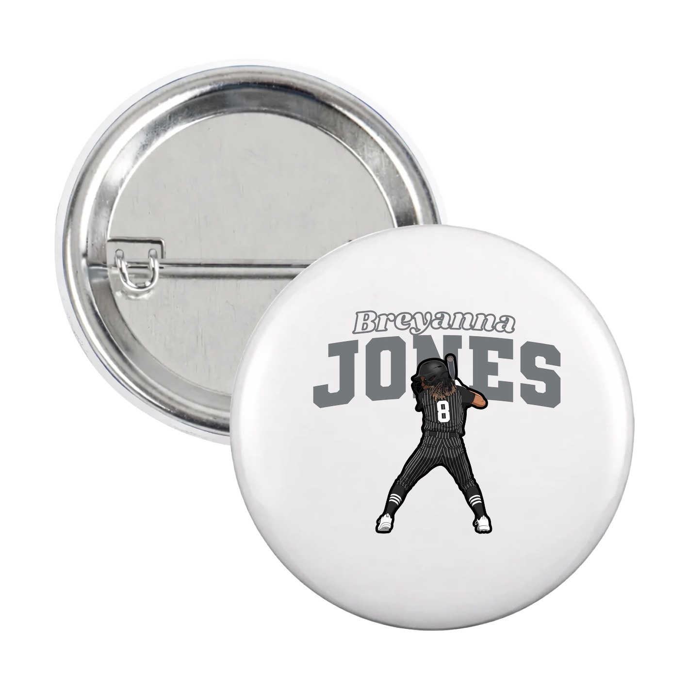 Game Day Button — Name Arch in White