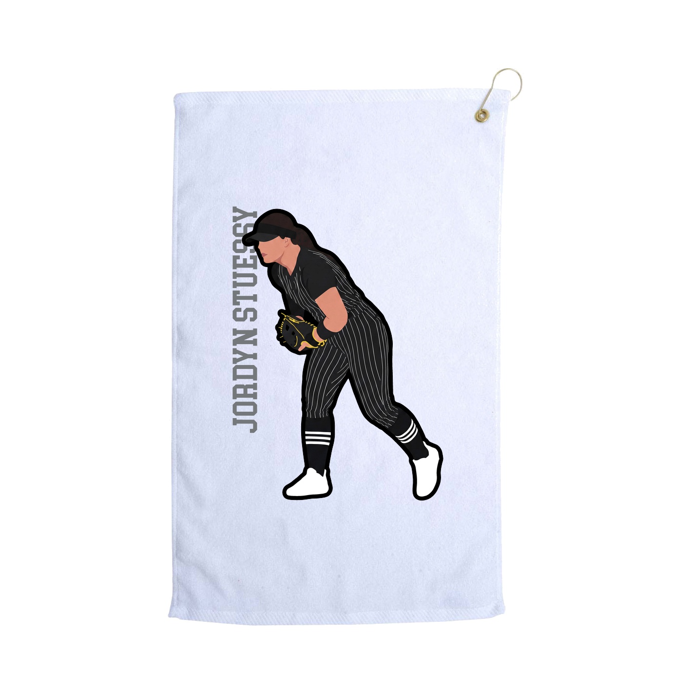 Golf Towel — Name Vertical in White