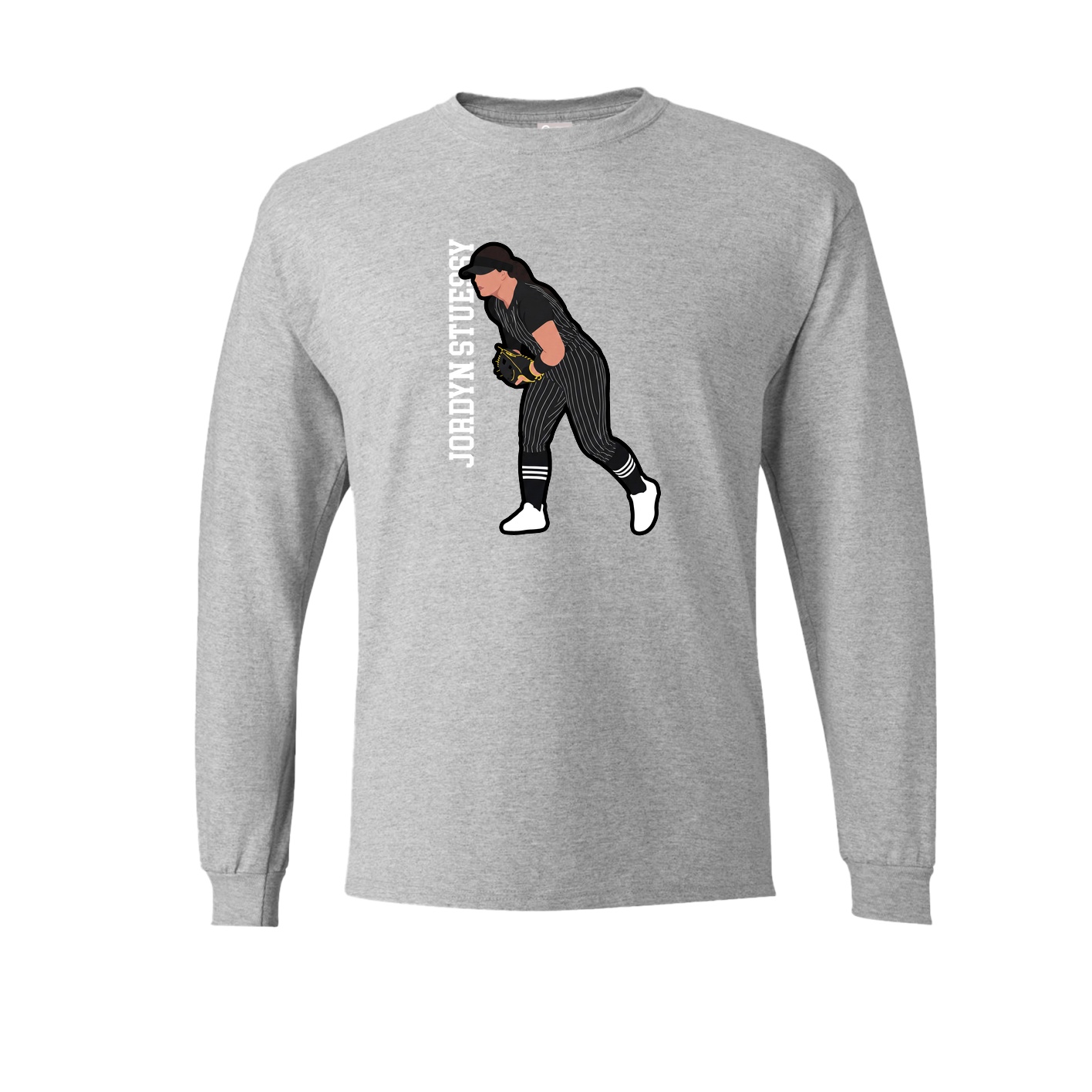 Long Sleeve Tee — Name Vertical in Grey