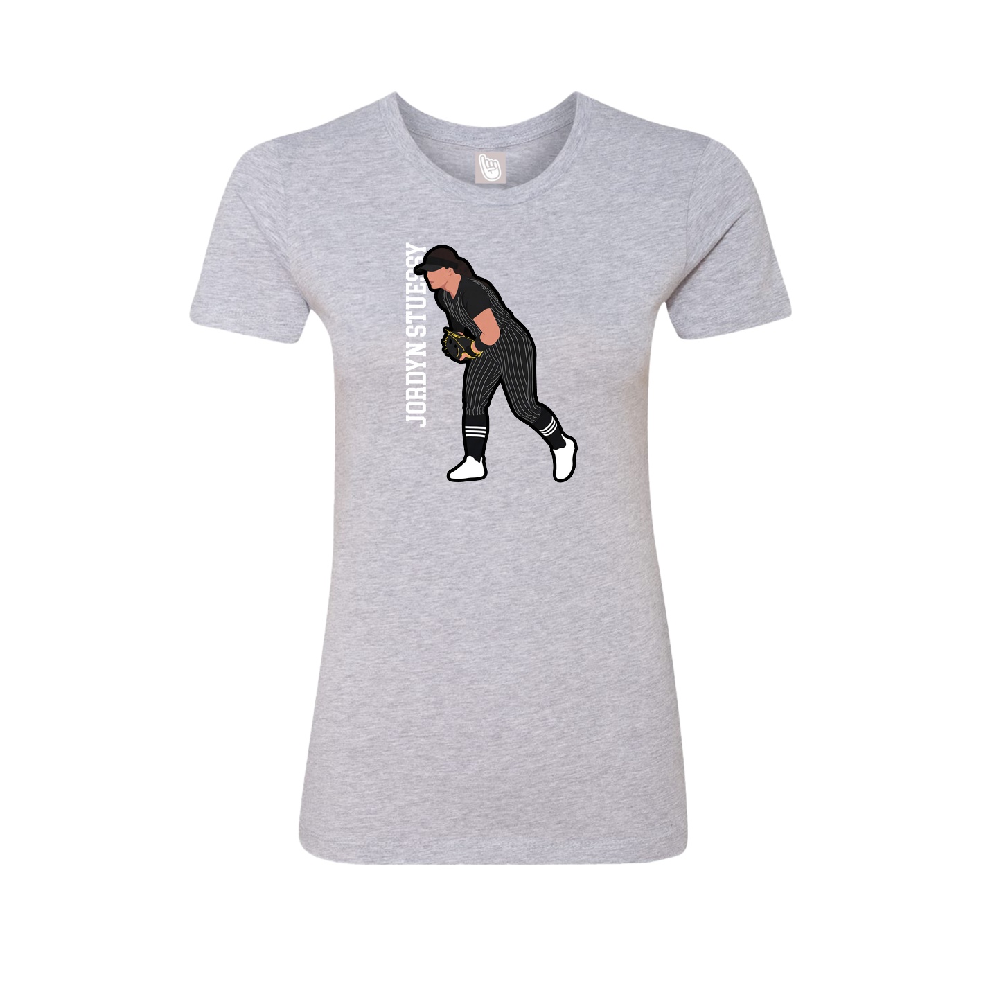 Fitted Women's Tee — Name Vertical in Grey