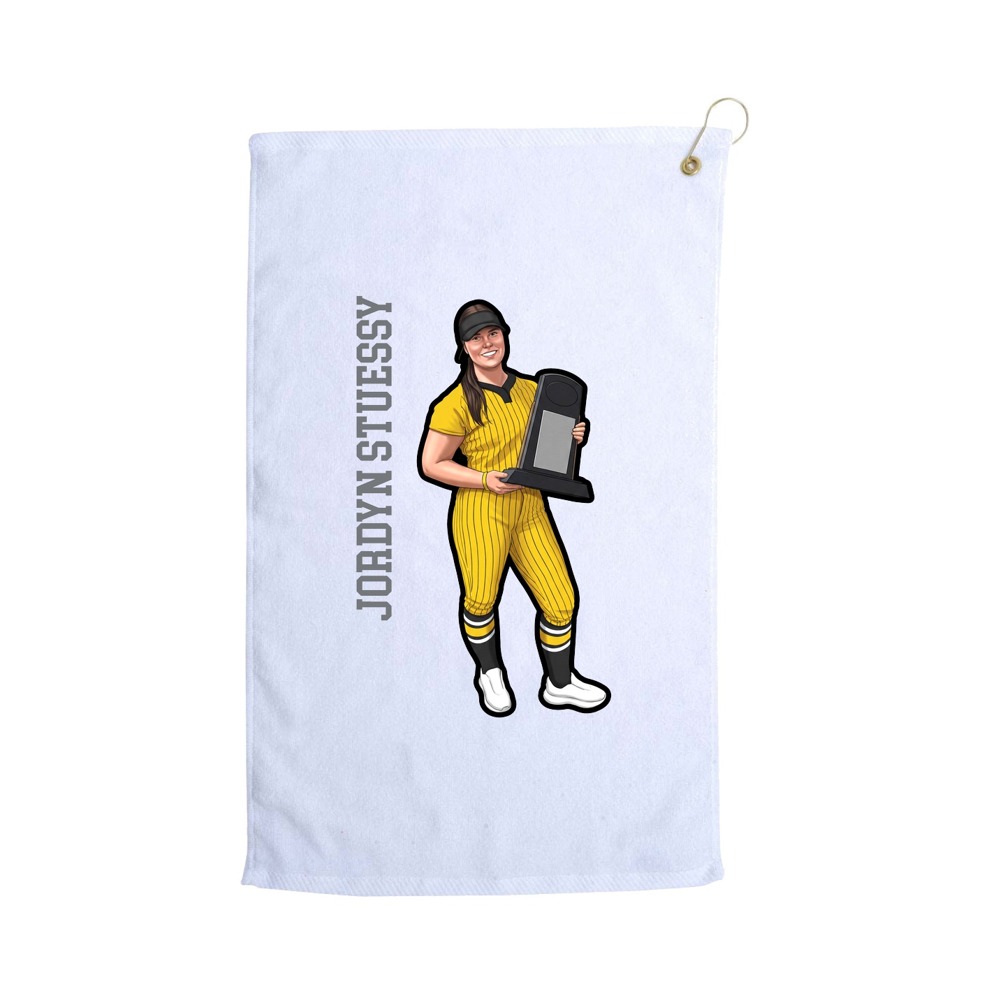 Golf Towel — Name Vertical in White