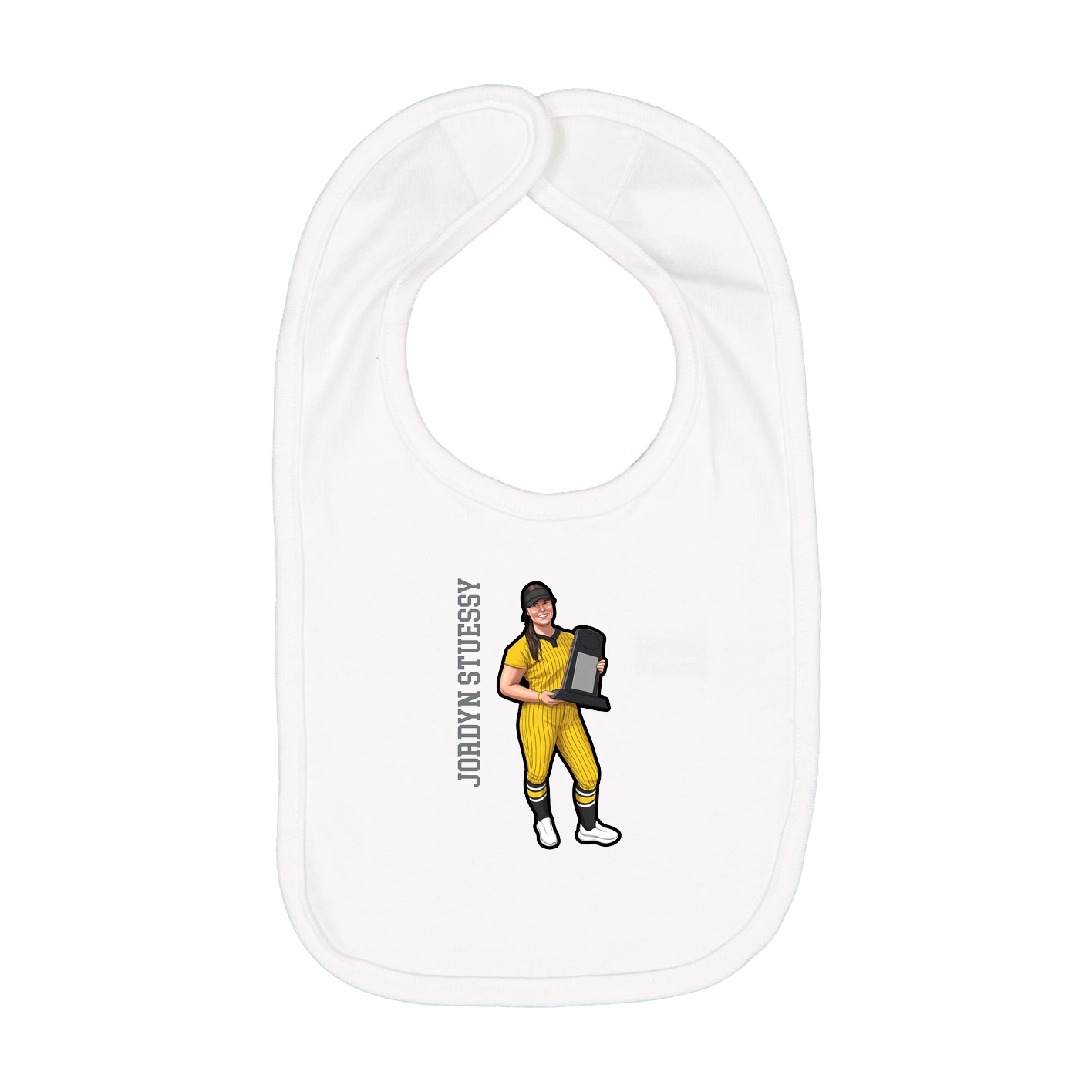 Infant Bib — Name Vertical in White