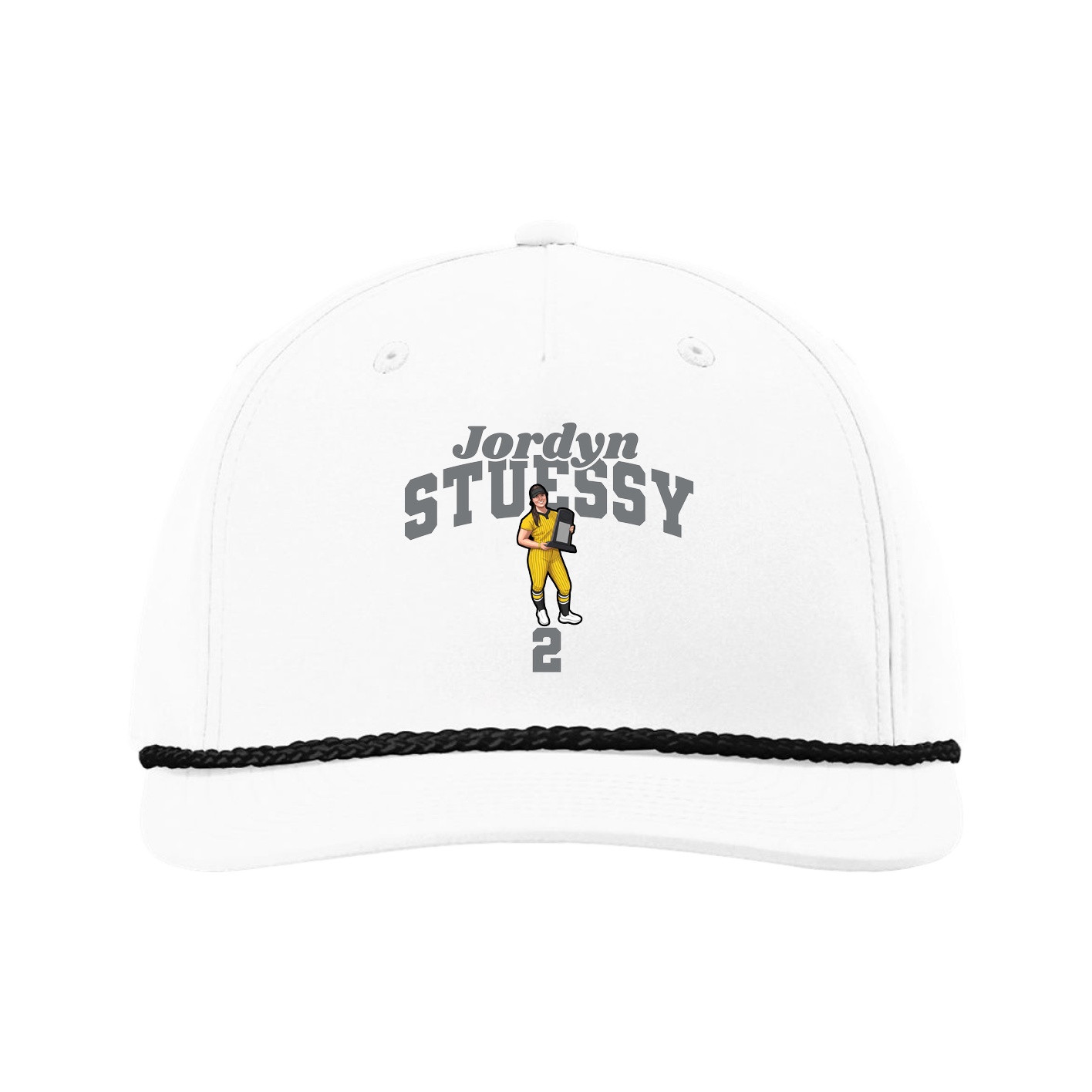 Five-Panel Classic Rope Cap — Signature Arch in White