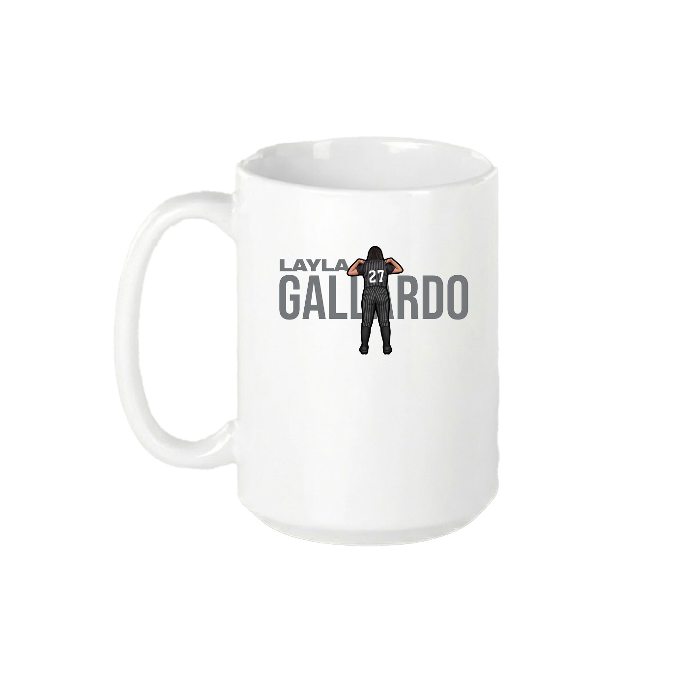 15oz Coffee Mug — Player Name in White
