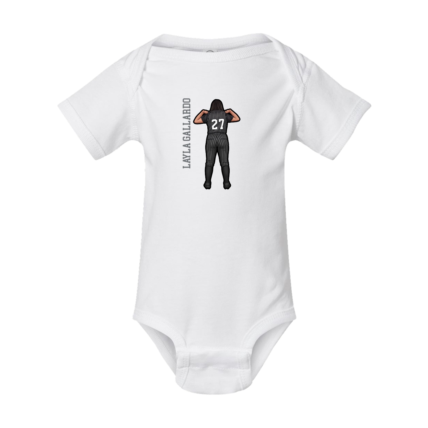 Baby Onesie — Name Vertical in White