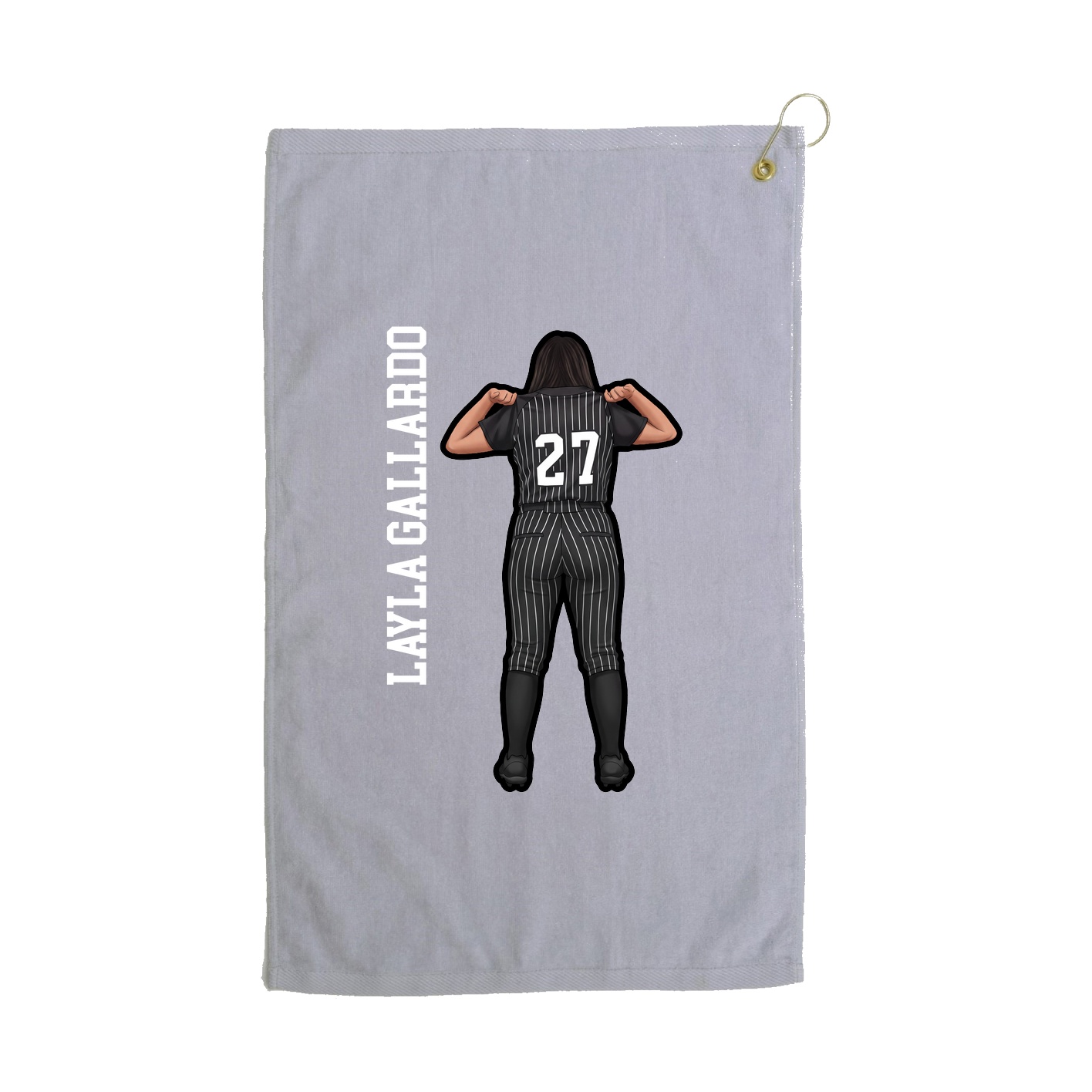 Golf Towel — Name Vertical in Grey