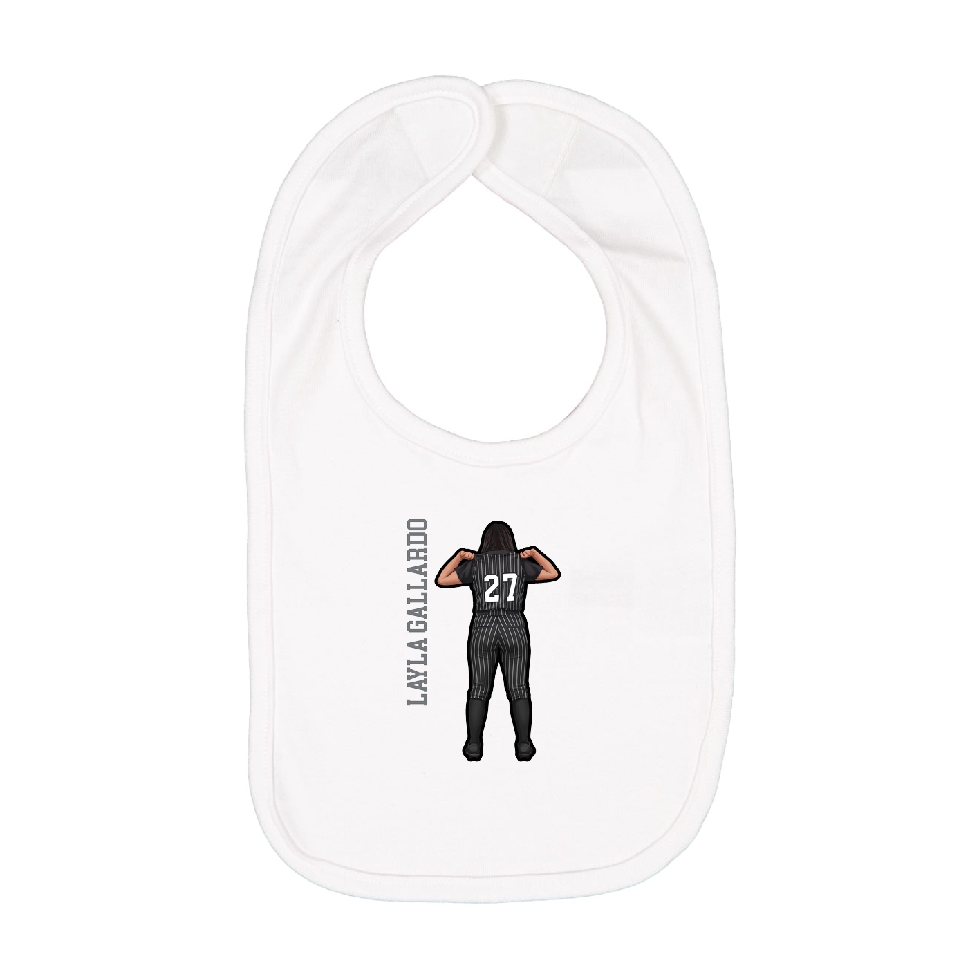 Infant Bib — Name Vertical in White