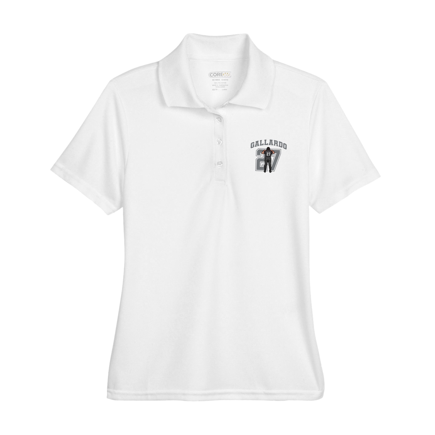 Womens Performance Polo — Number in White