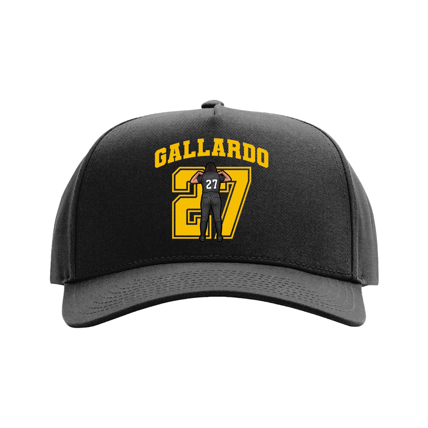 Full Fabric Five-Panel Champ Cap — Number in Black