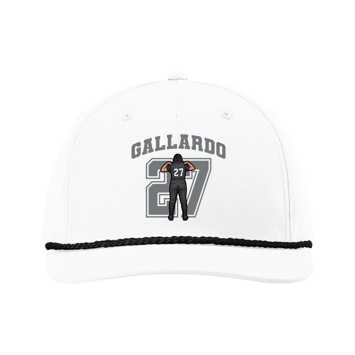 Five-Panel Classic Rope Cap — Number in White