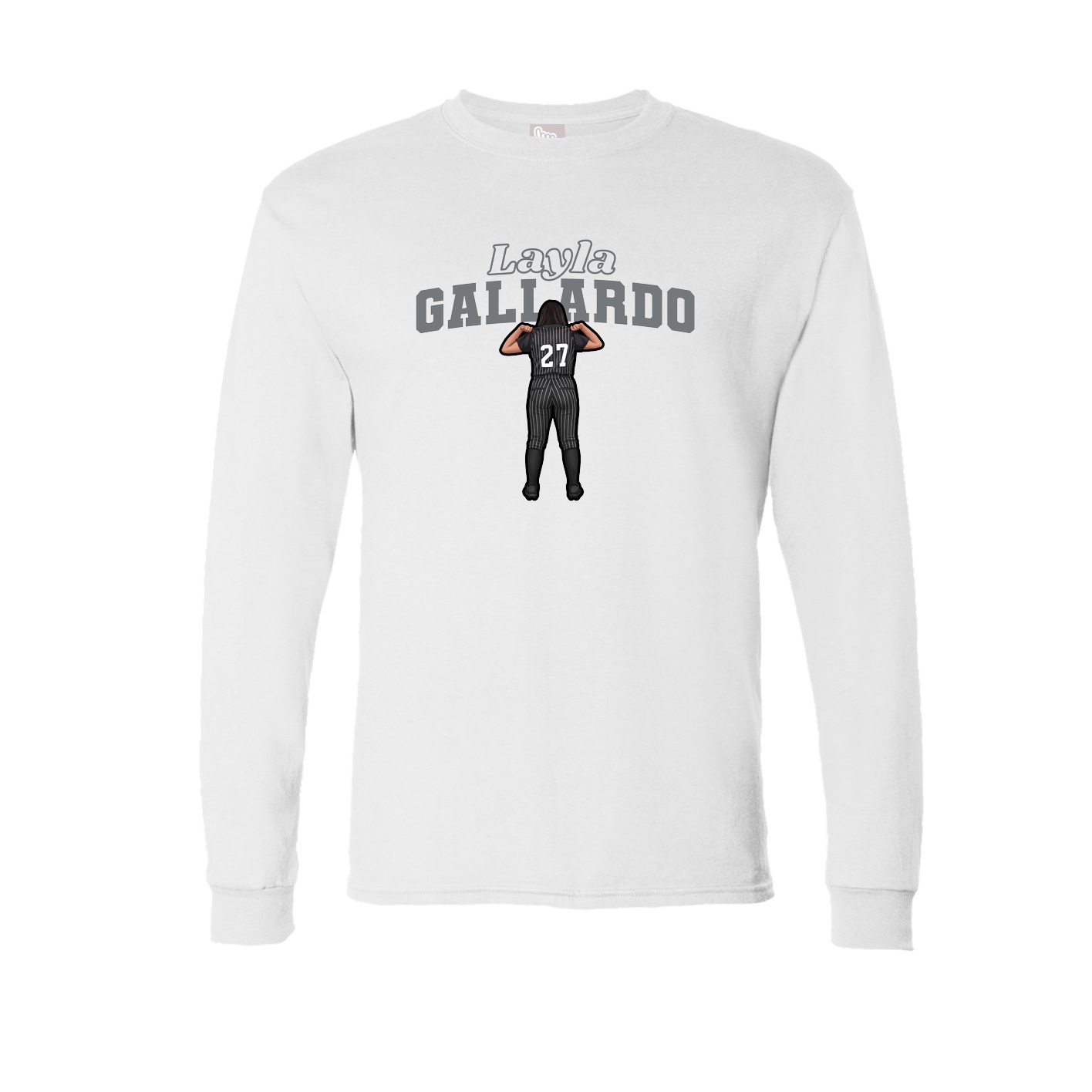 Long Sleeve Tee — Name Arch in White