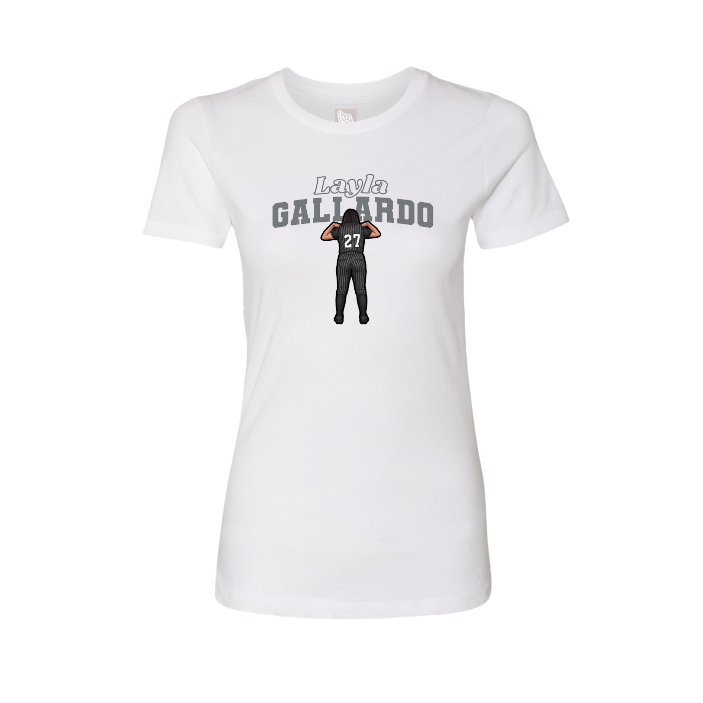 Fitted Women's Tee — Name Arch in White