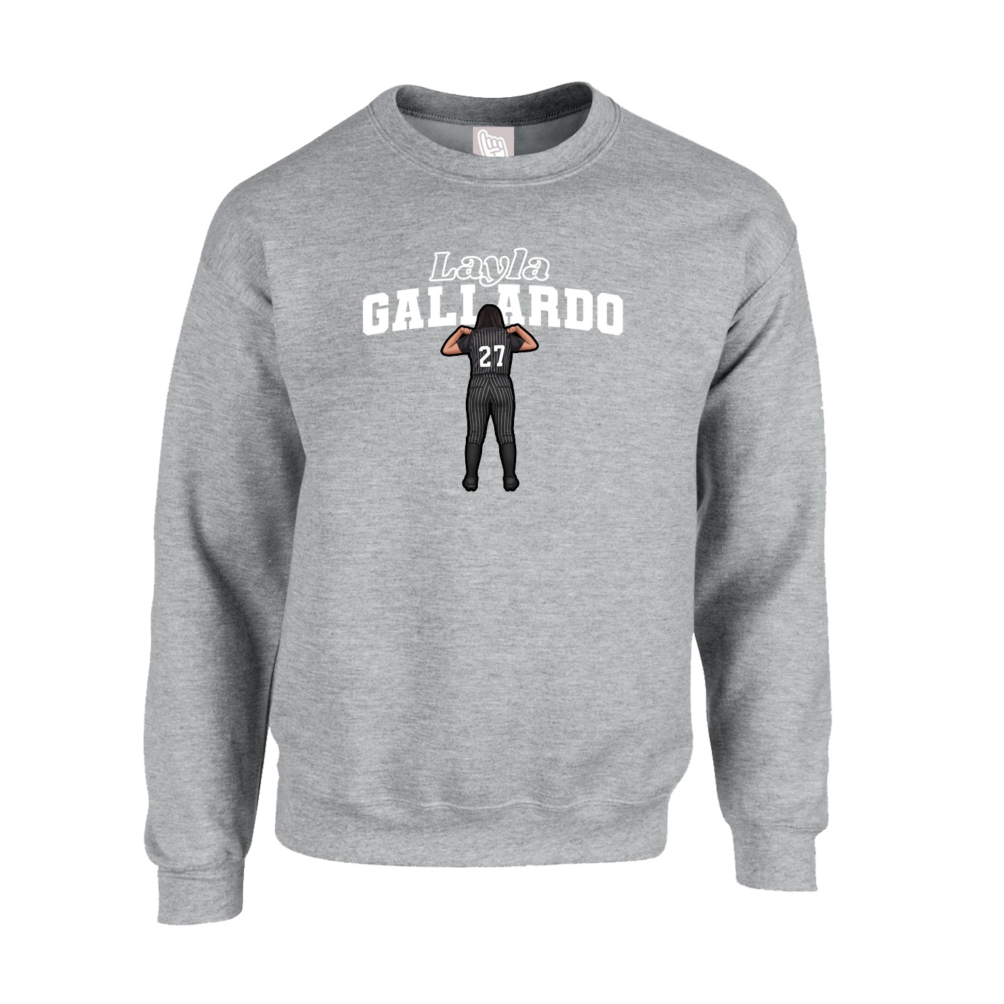 Fleece Crew — Name Arch in Grey