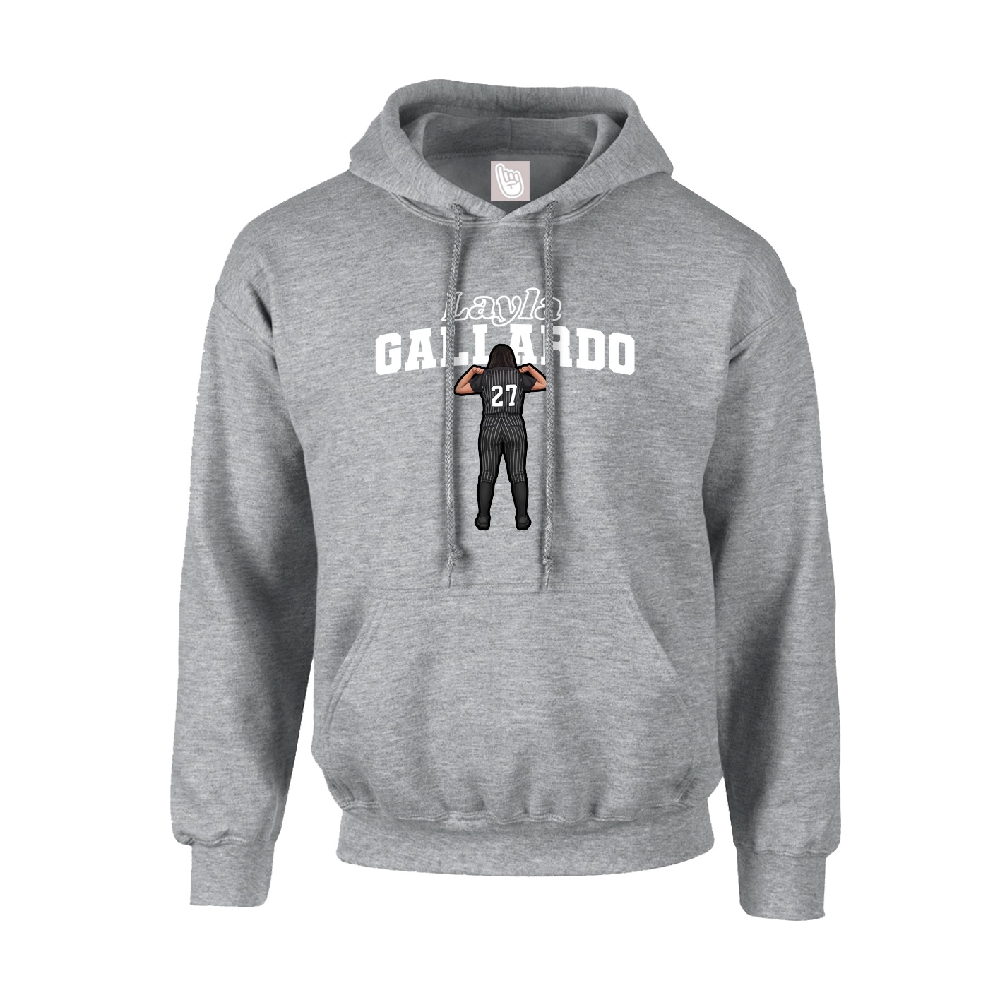 Youth Hoodie — Name Arch in Grey