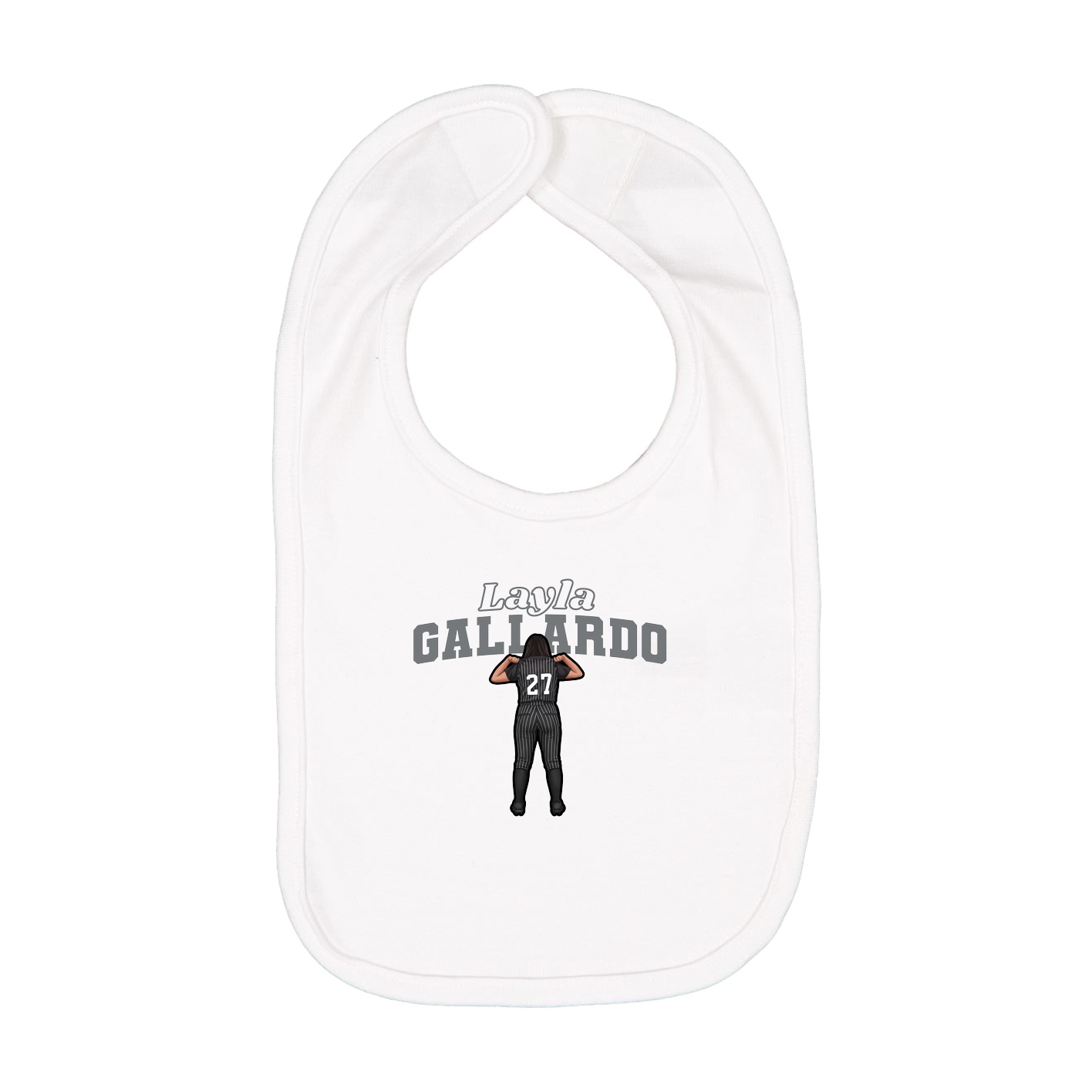 Infant Bib — Name Arch in White