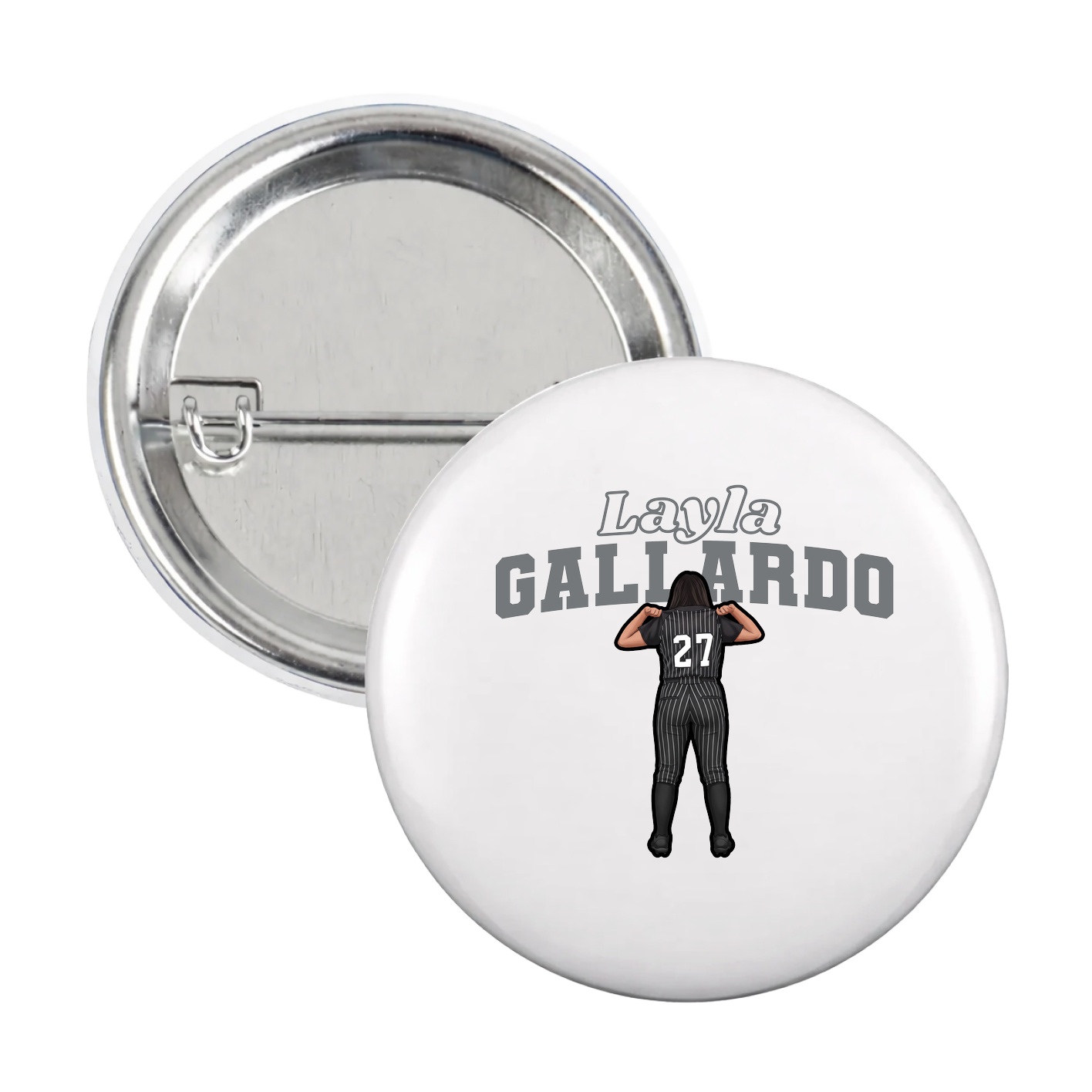 Game Day Button — Name Arch in White
