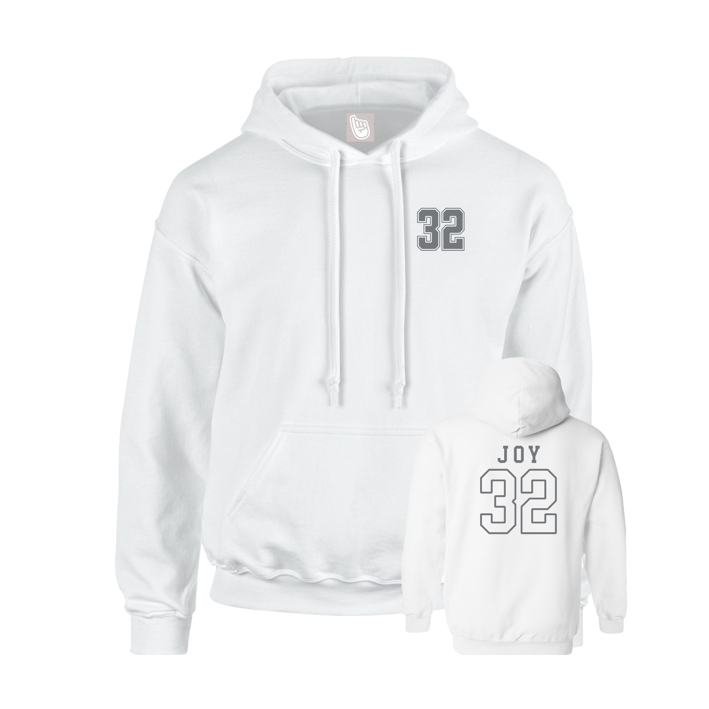 Youth Hoodie — Chest Back in White