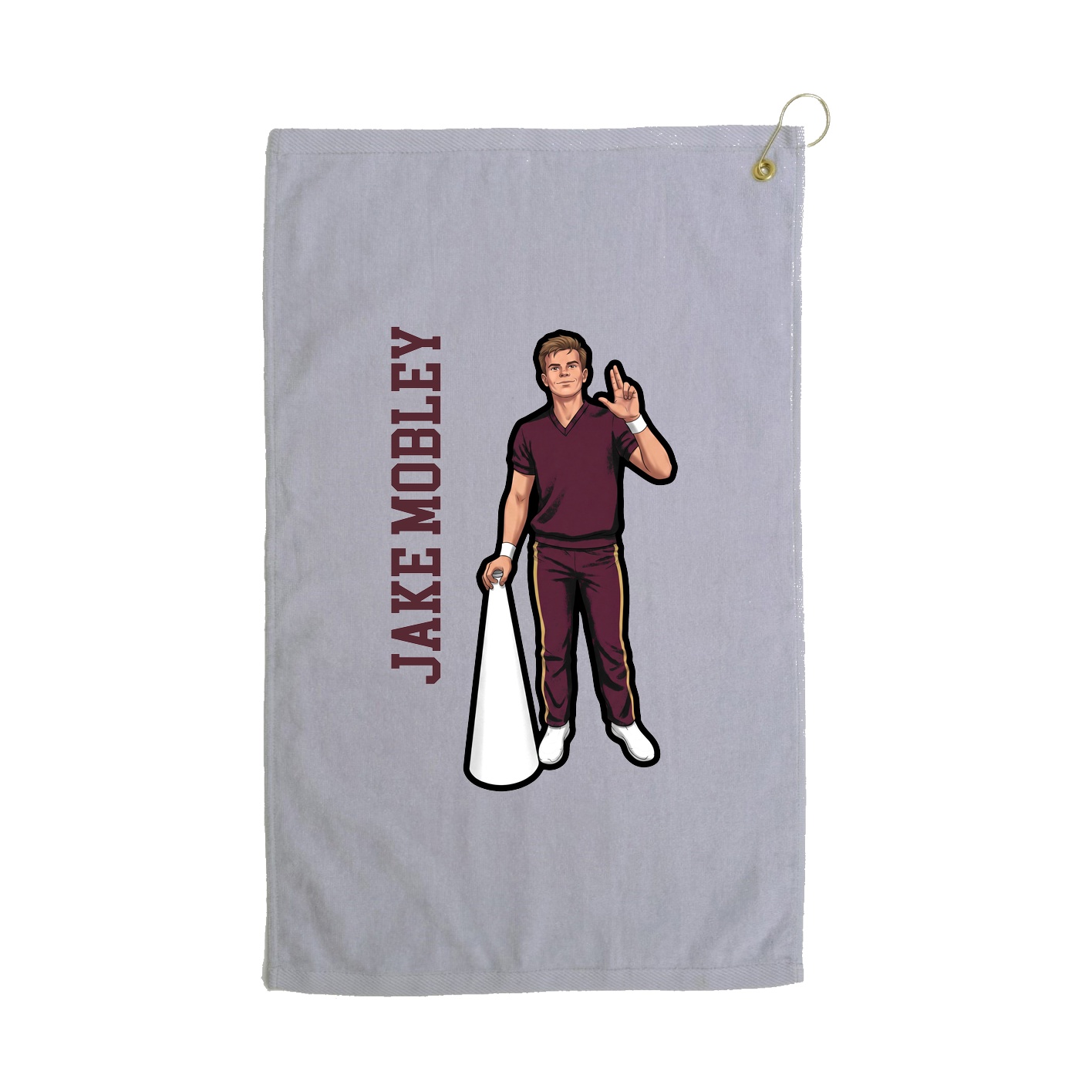 Golf Towel — Name Vertical in Grey