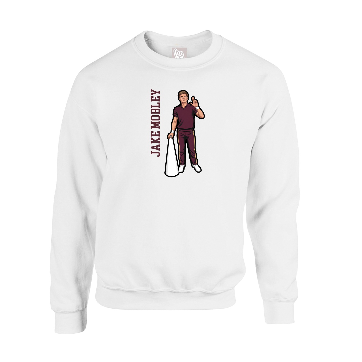Fleece Crew — Name Vertical in White