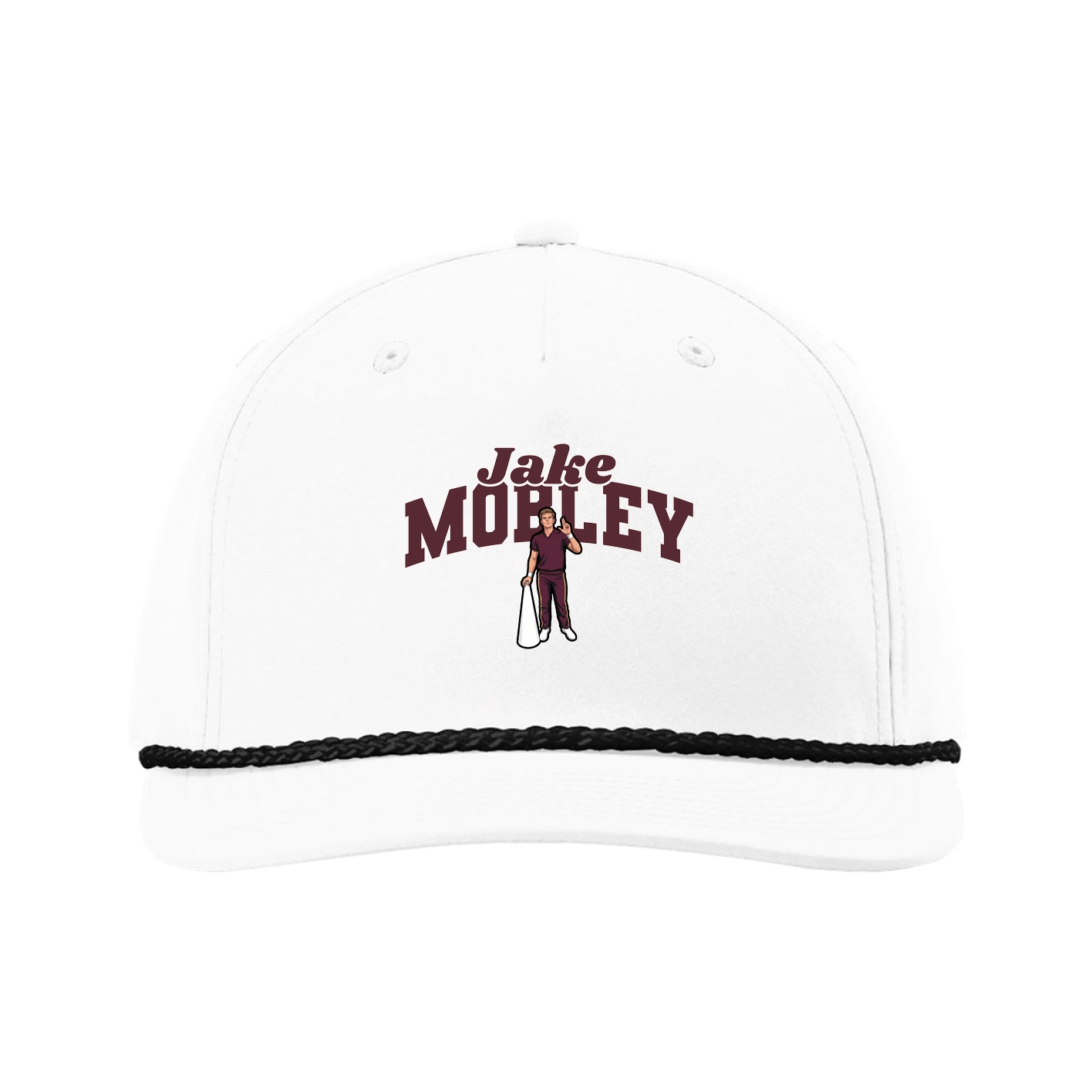 Five-Panel Classic Rope Cap — Signature Arch in White