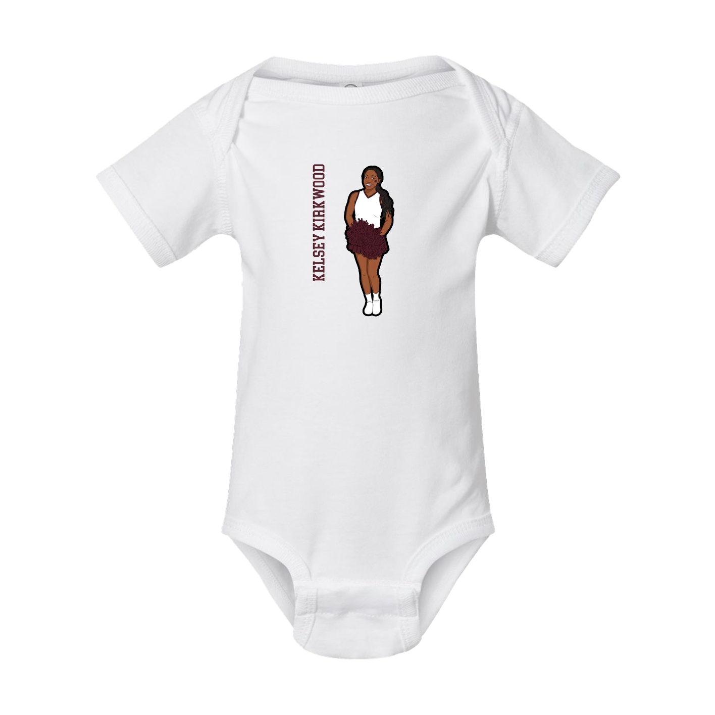 Baby Onesie — Name Vertical in White