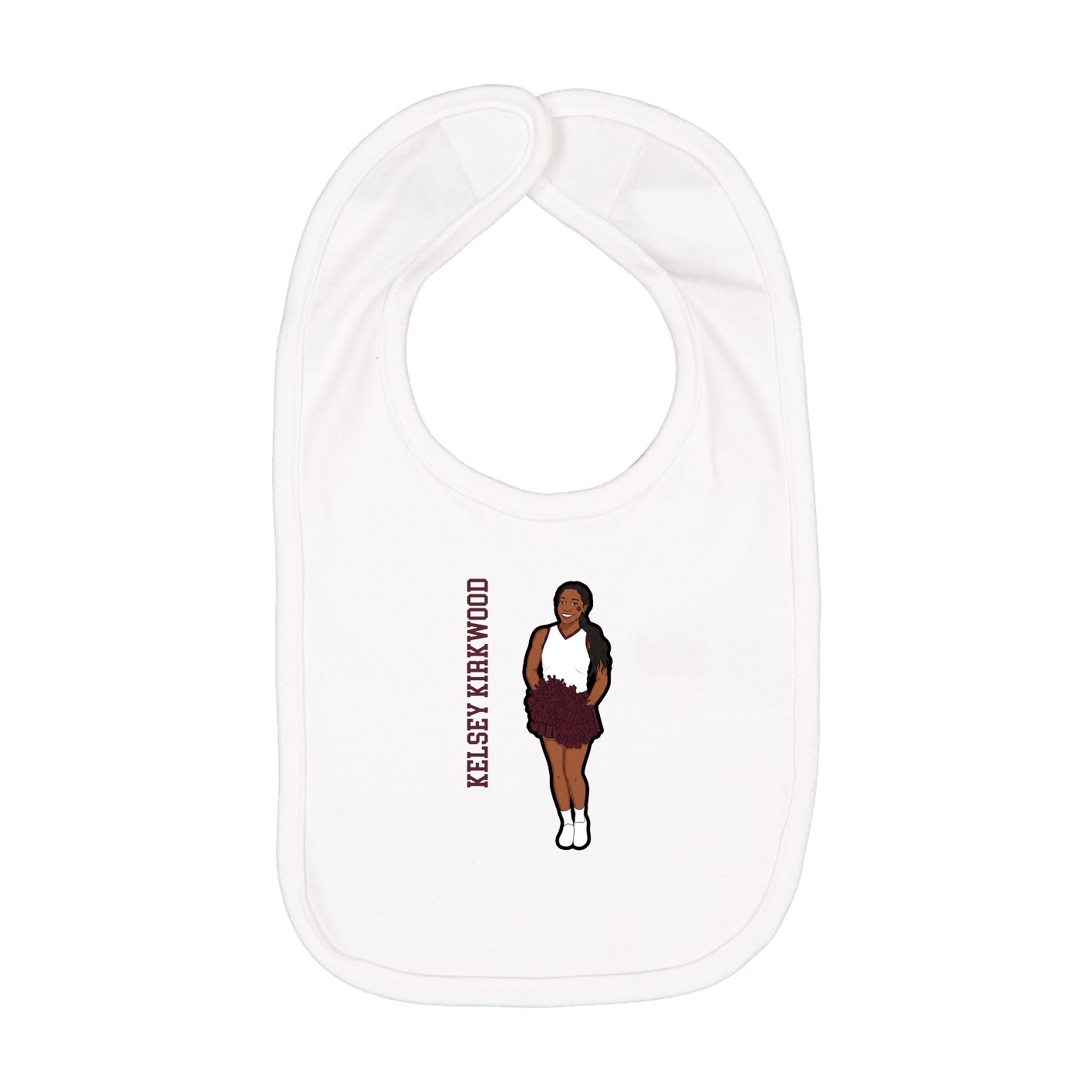 Infant Bib — Name Vertical in White