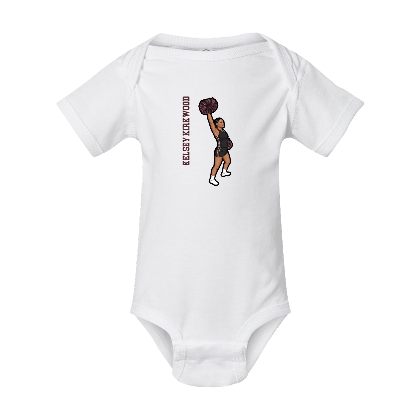 Baby Onesie — Name Vertical in White