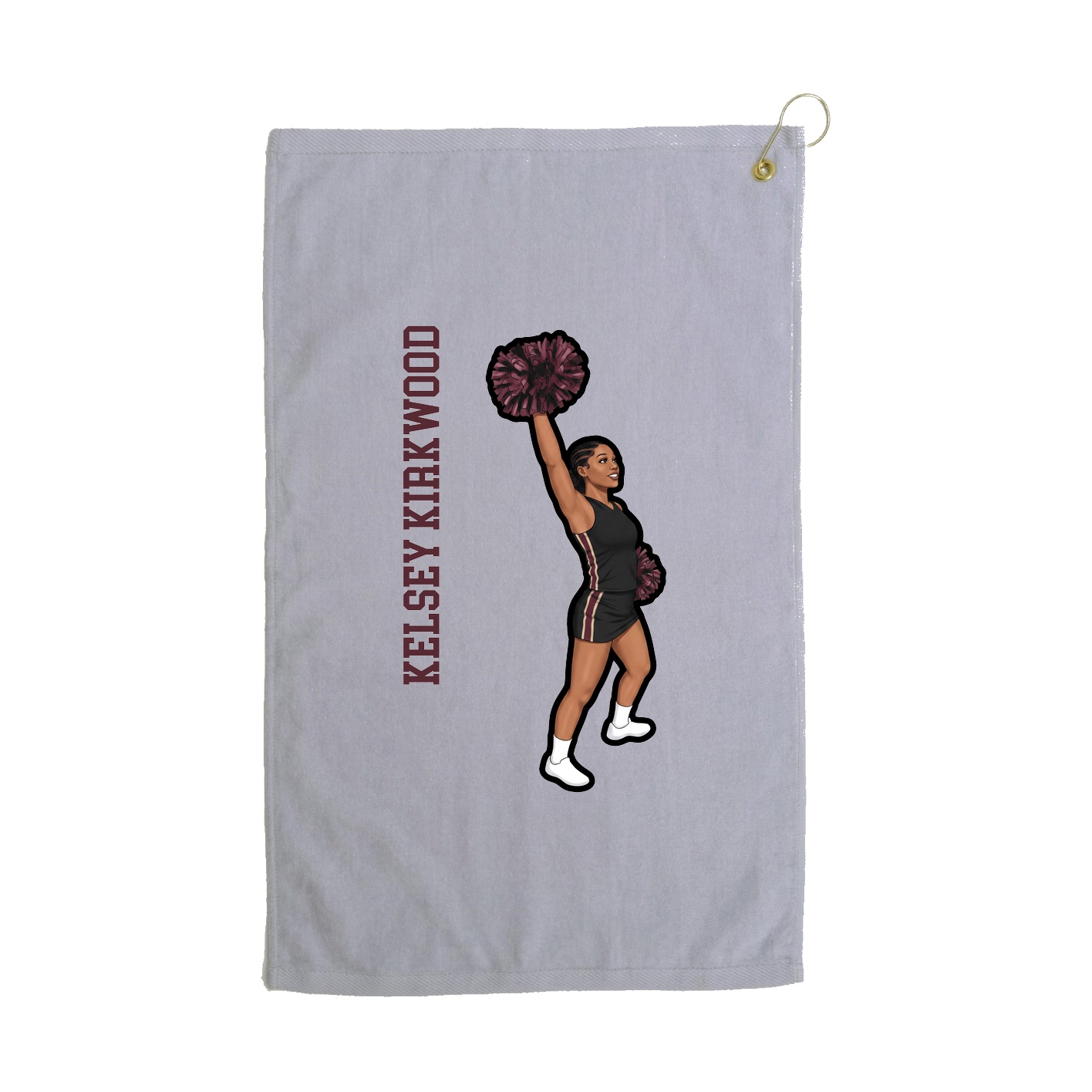 Golf Towel — Name Vertical in Grey