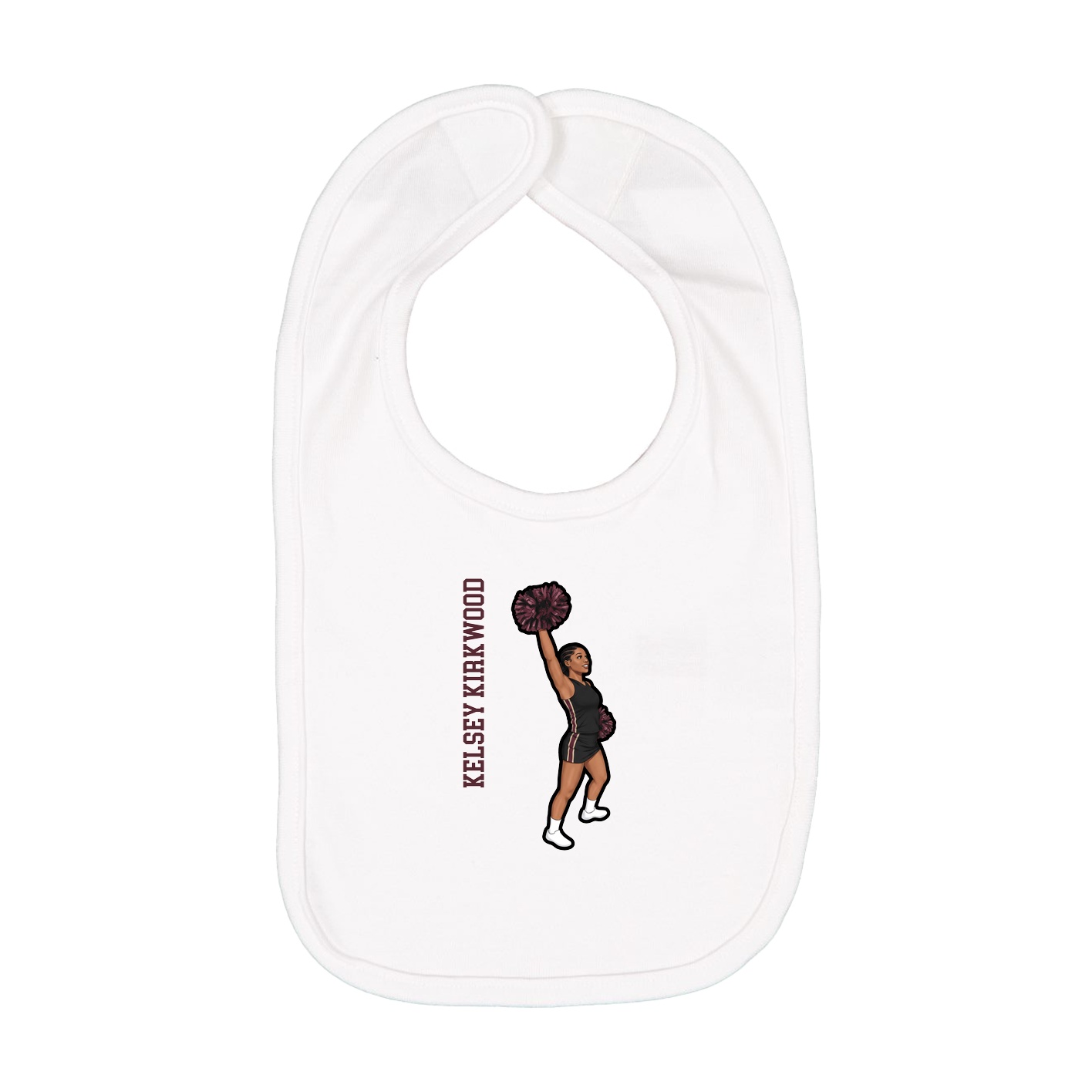 Infant Bib — Name Vertical in White