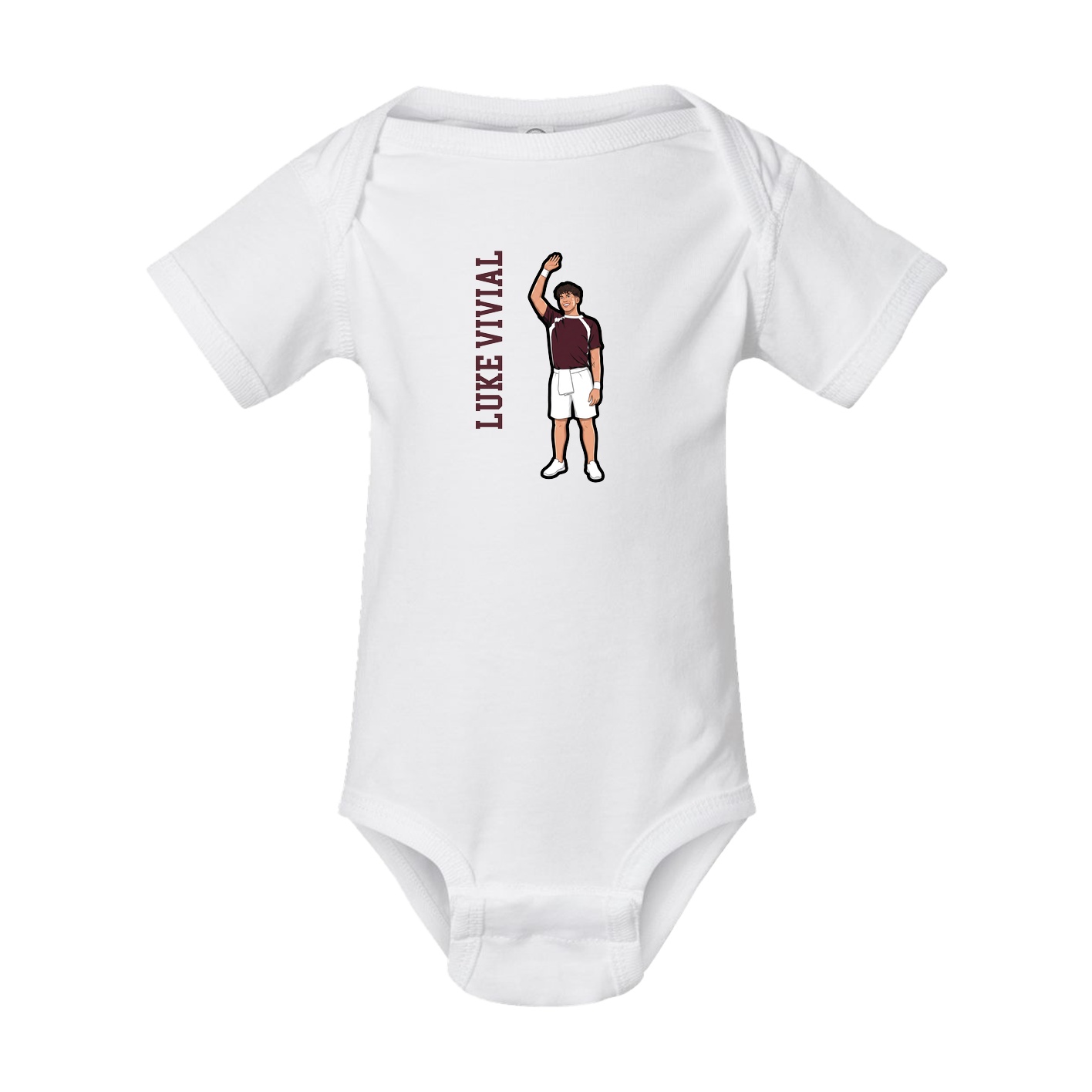 Baby Onesie — Name Vertical in White