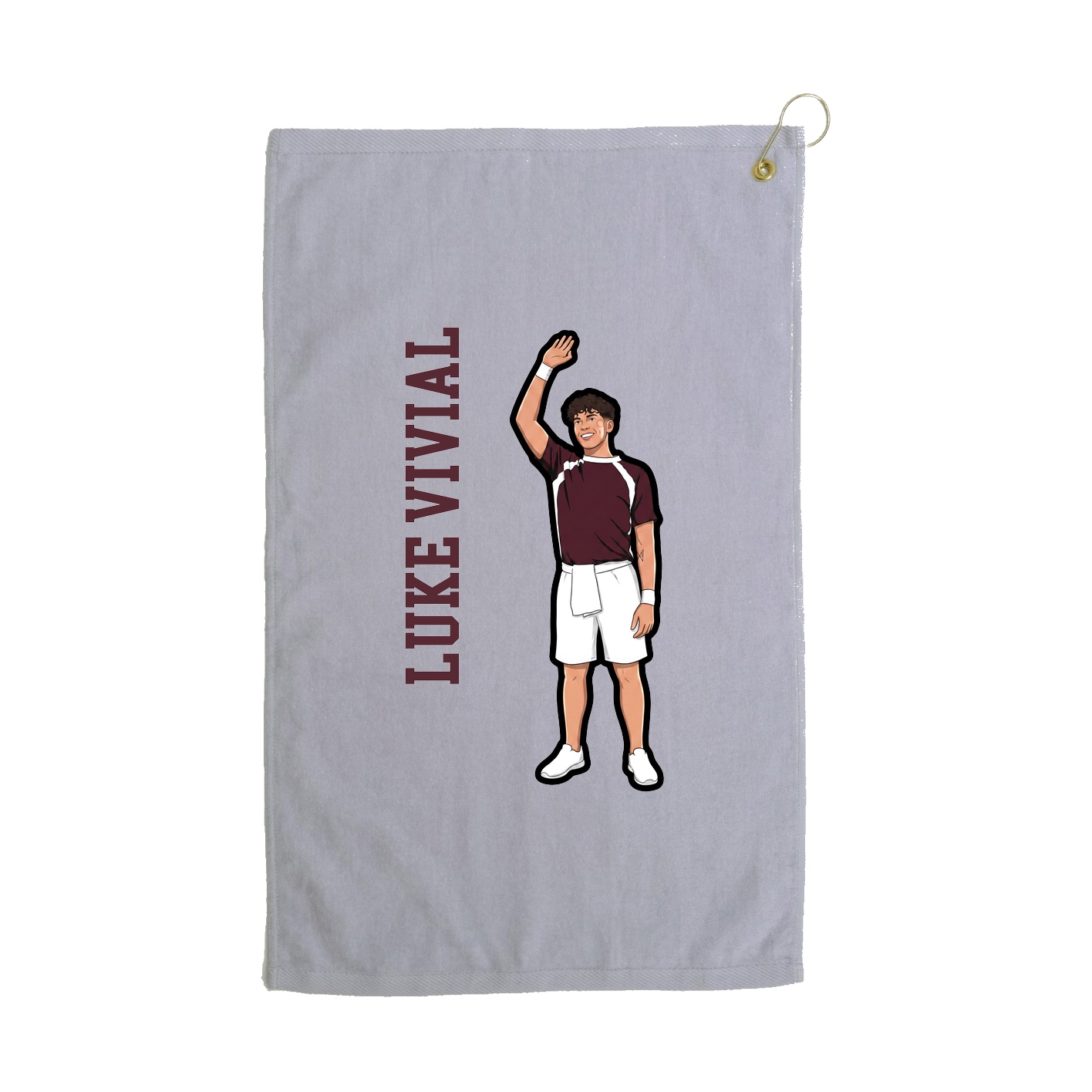 Golf Towel — Name Vertical in Grey