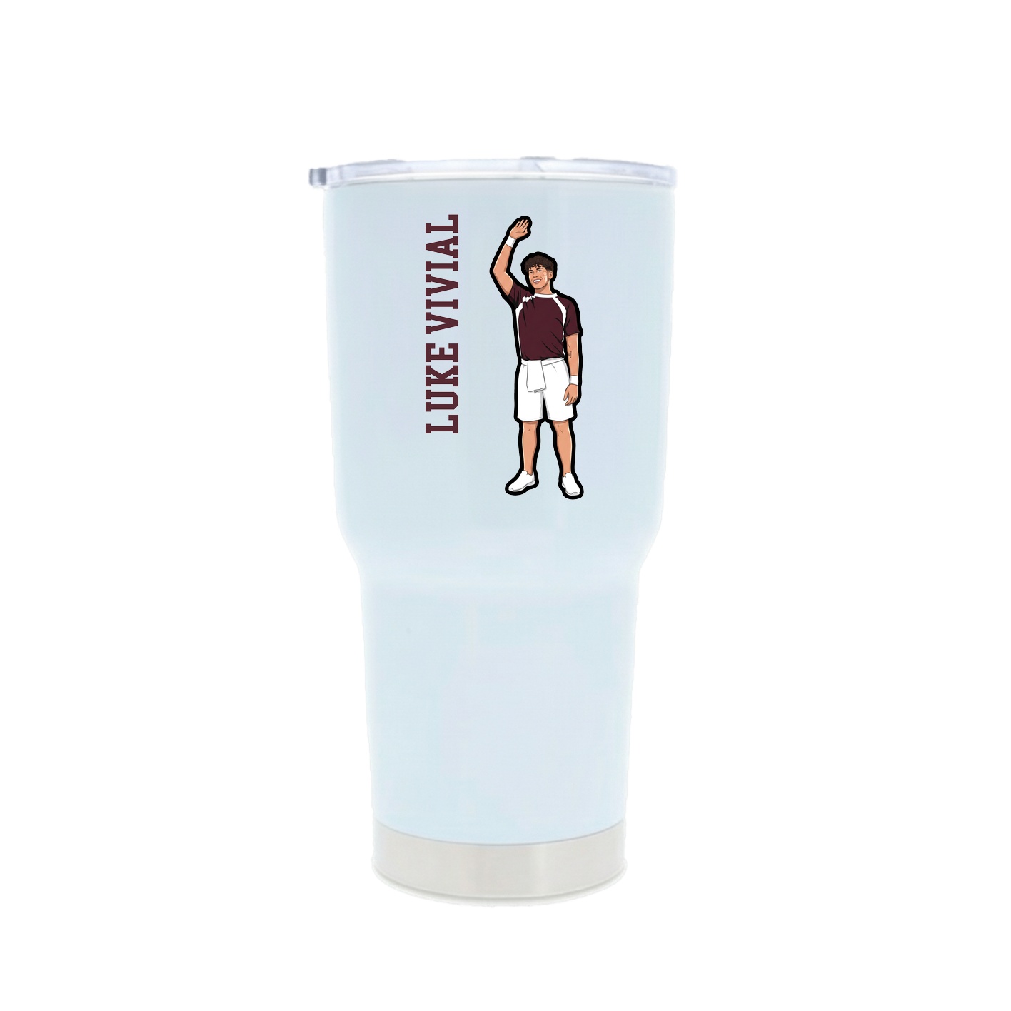 30oz Stainless Steel Tumbler — Name Vertical in White