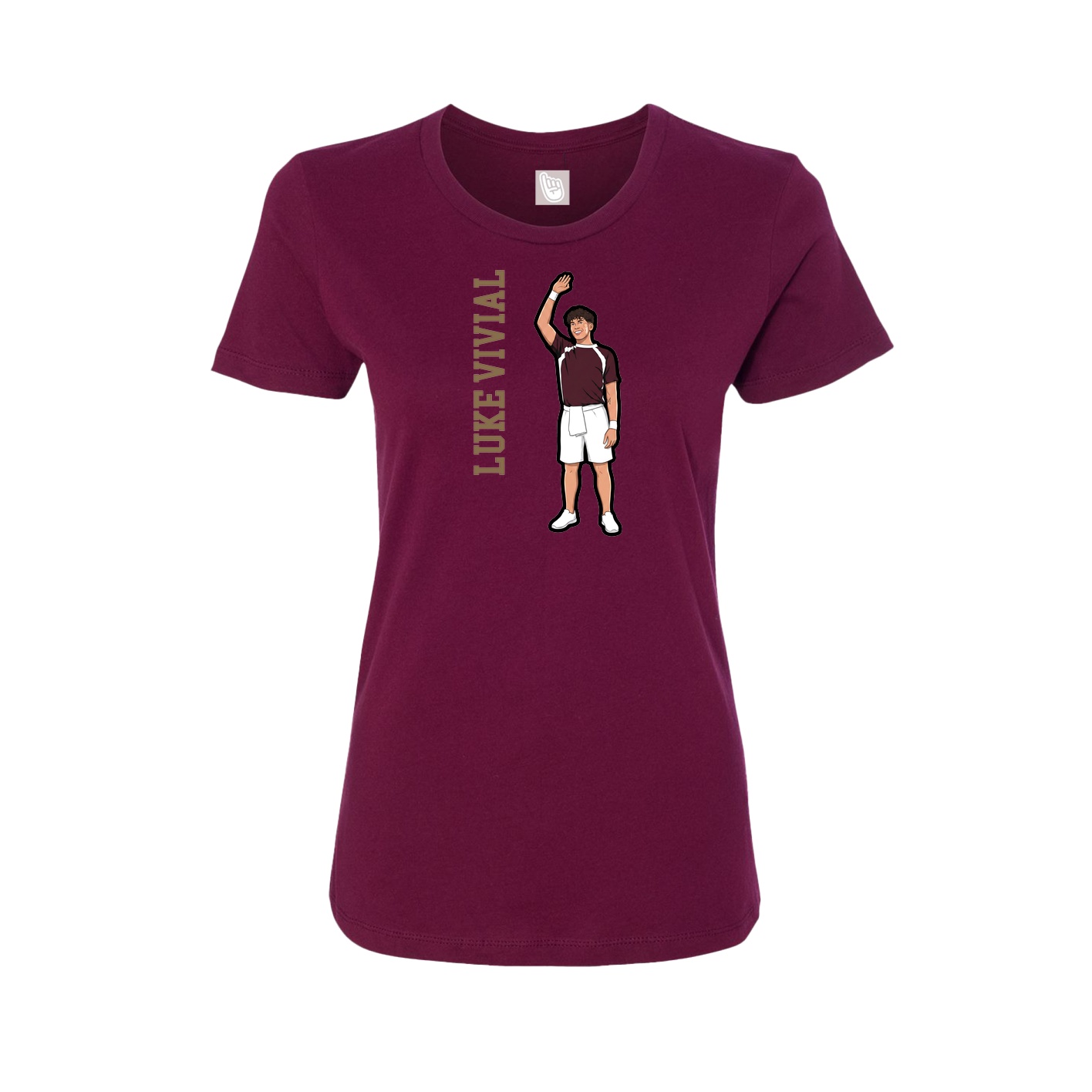 Fitted Women's Tee — Name Vertical in Maroon