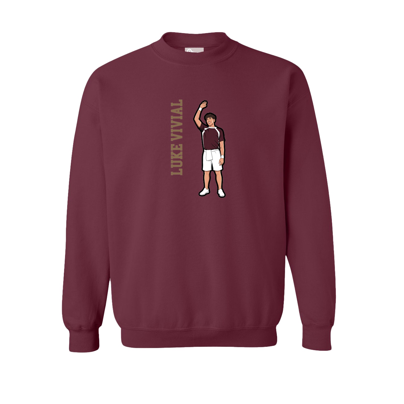 Fleece Crew — Name Vertical in Maroon