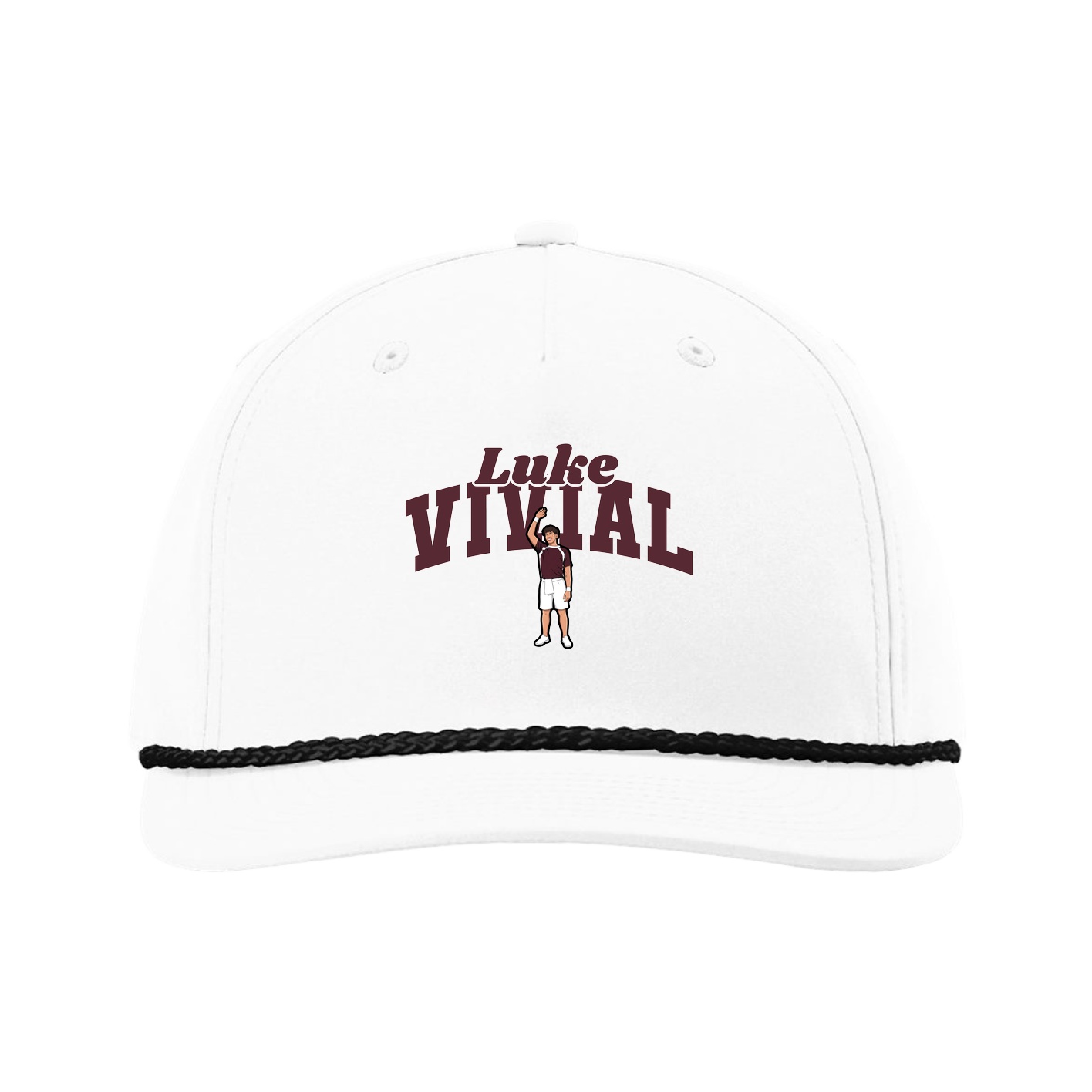 Five-Panel Classic Rope Cap — Signature Arch in White