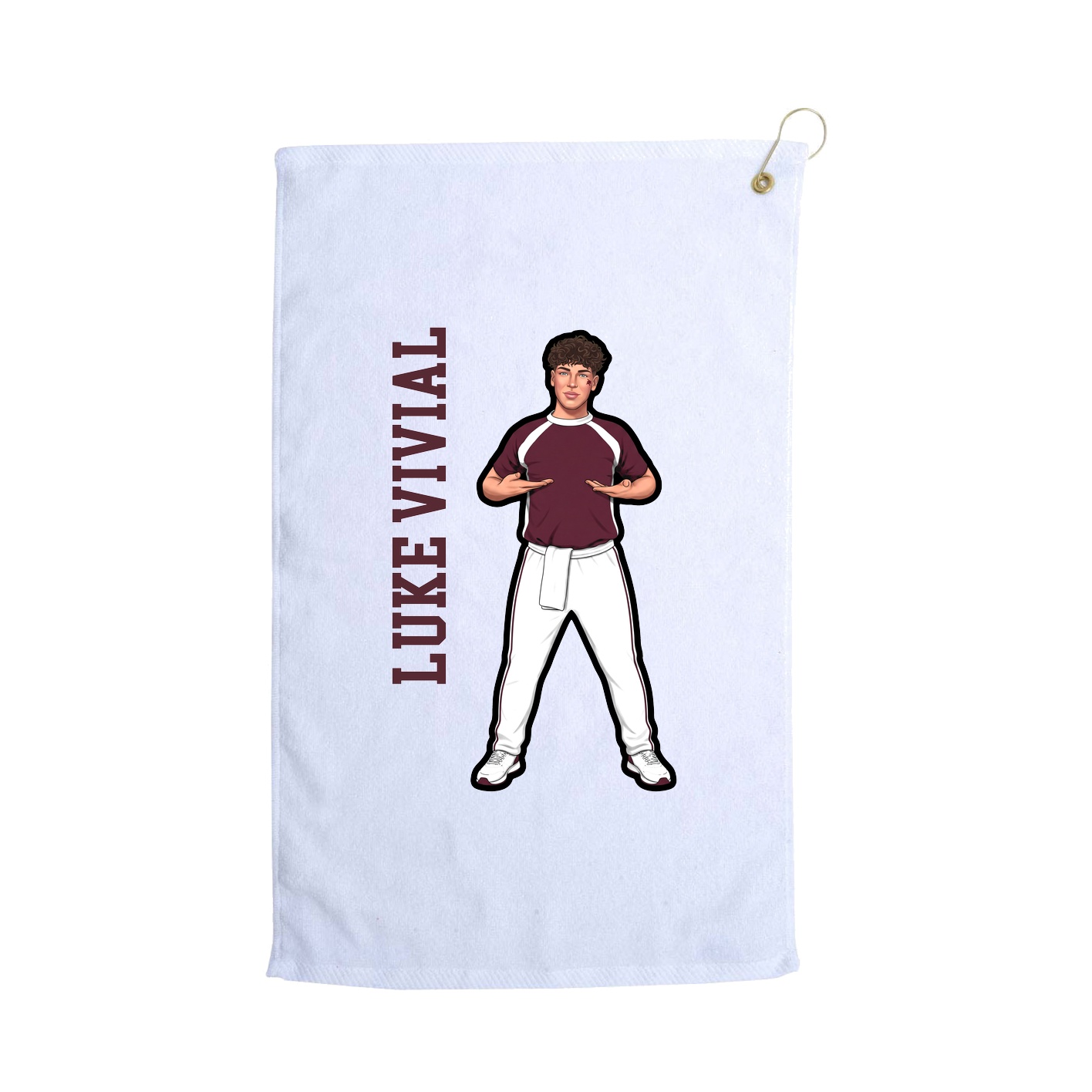 Golf Towel — Name Vertical in White