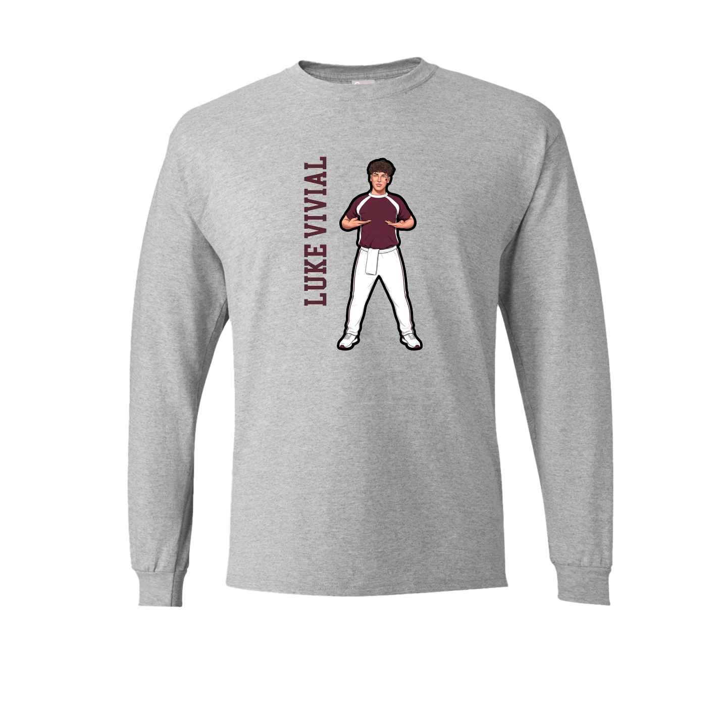 Long Sleeve Tee — Name Vertical in Grey