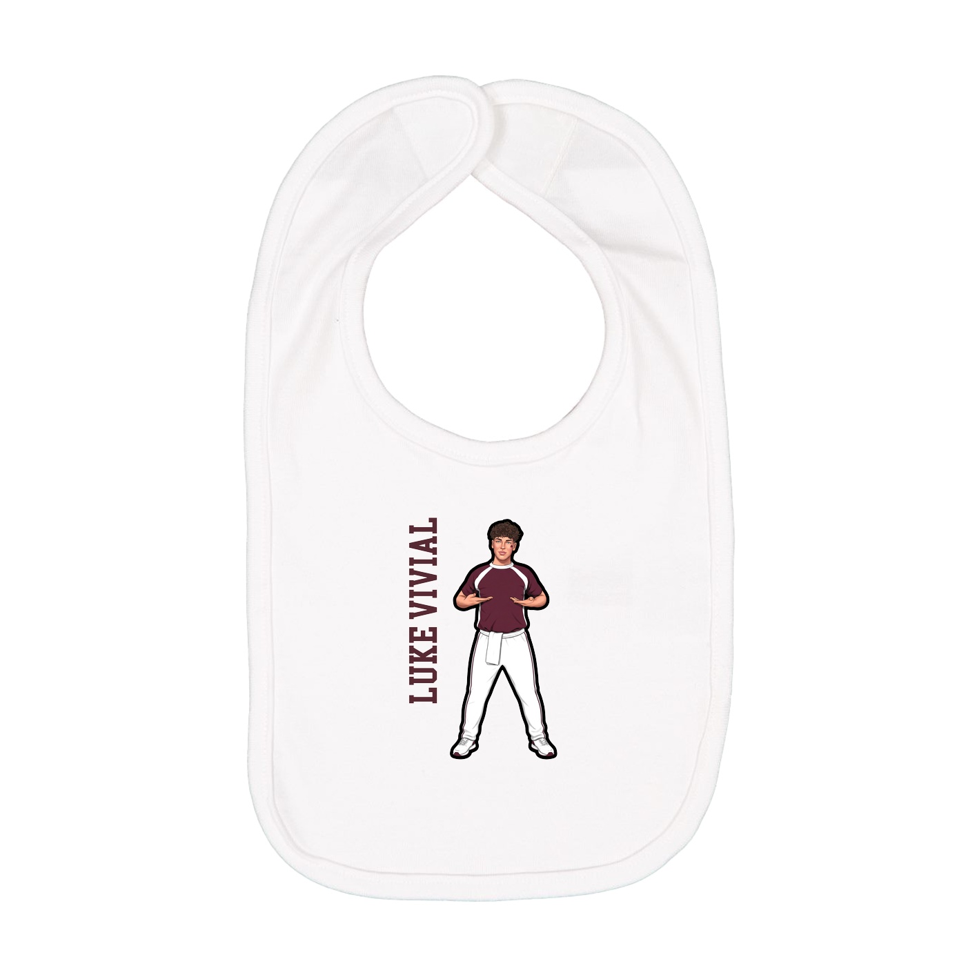 Infant Bib — Name Vertical in White