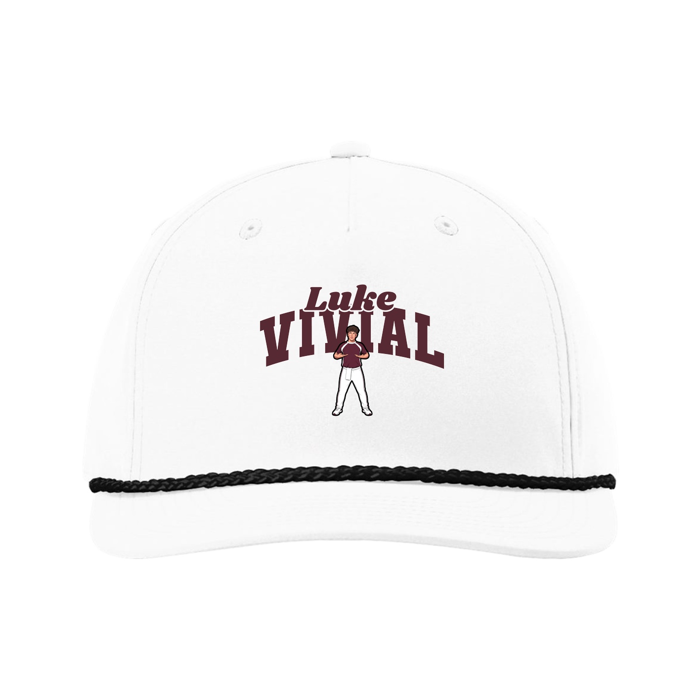 Five-Panel Classic Rope Cap — Signature Arch in White