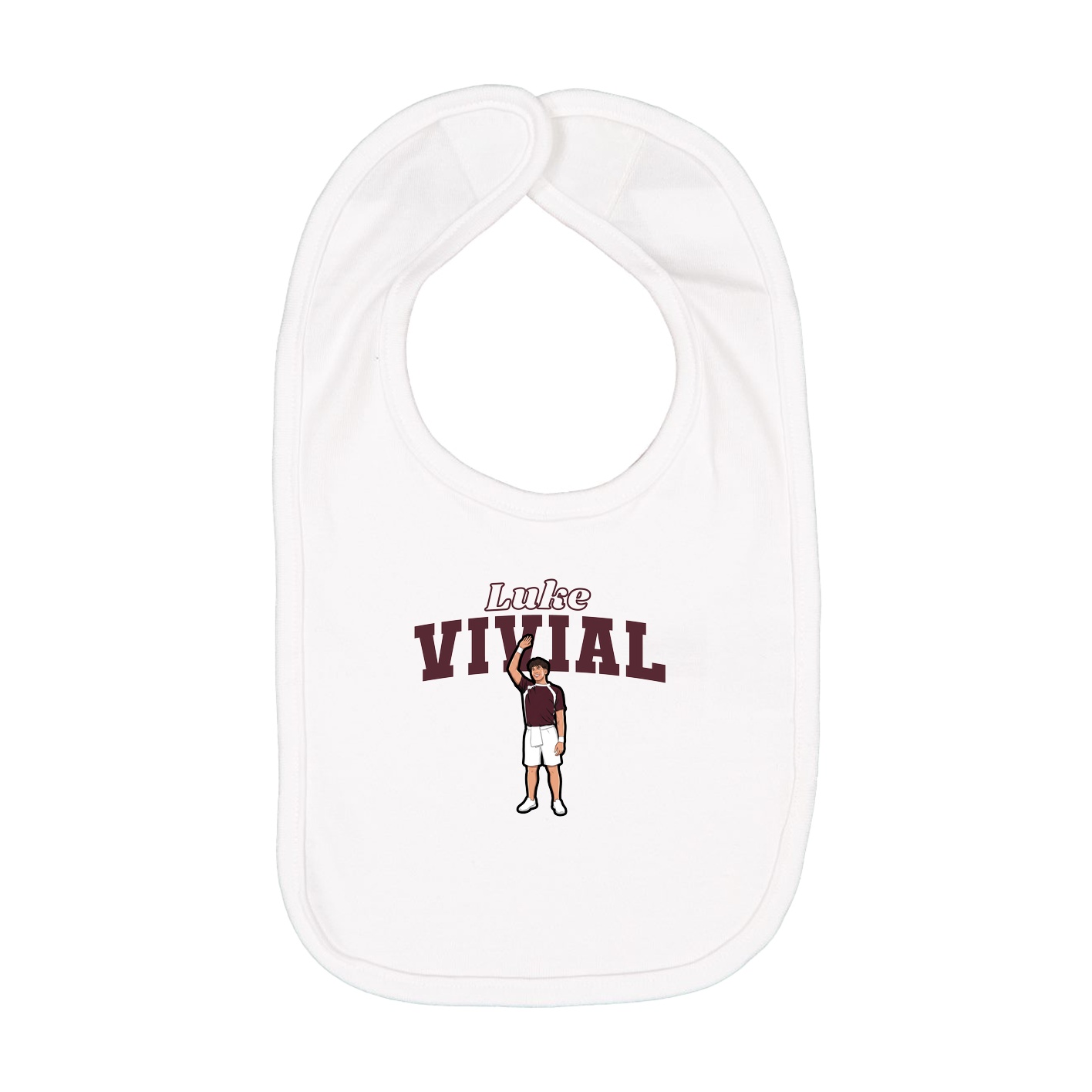 Infant Bib — Name Arch in White
