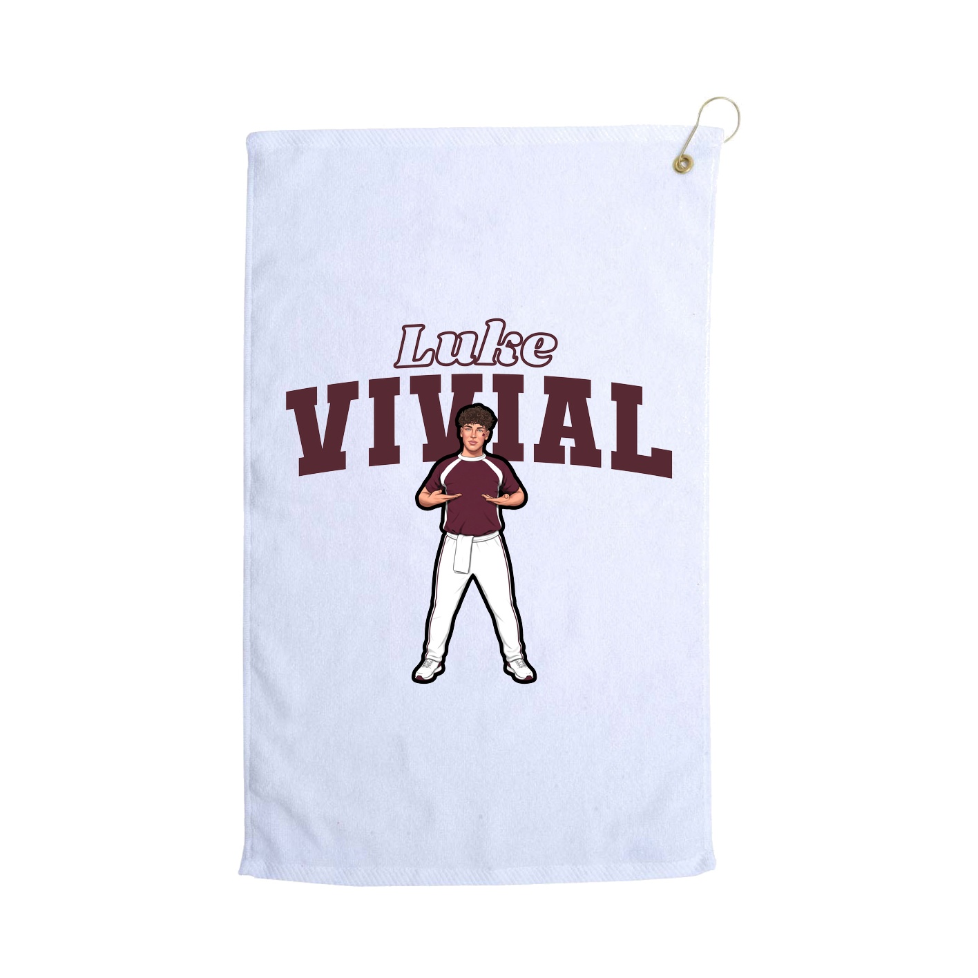 Golf Towel — Name Arch in White