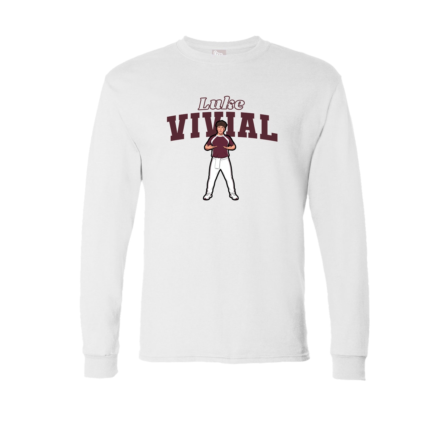 Long Sleeve Tee — Name Arch in White