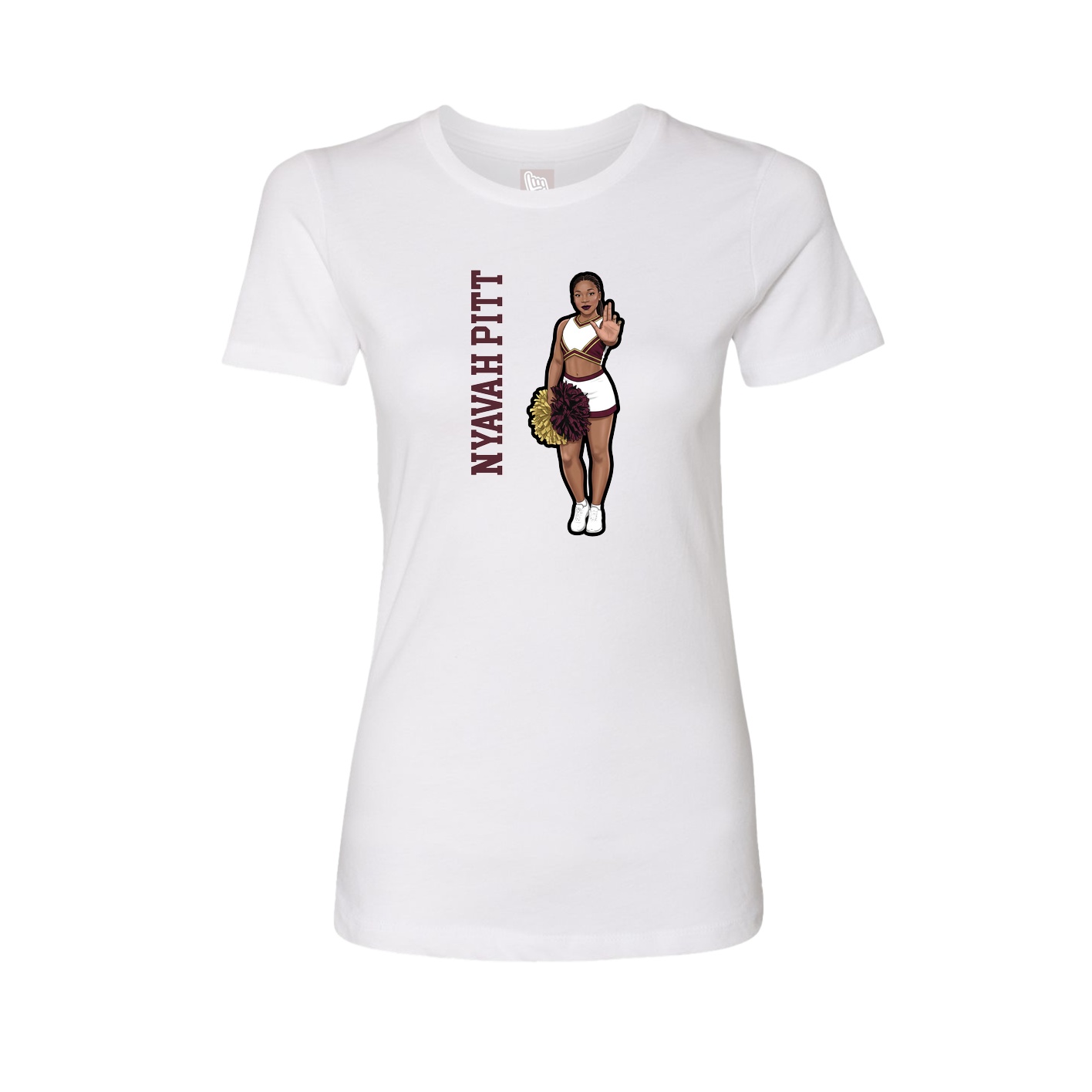 Fitted Women's Tee — Name Vertical in White
