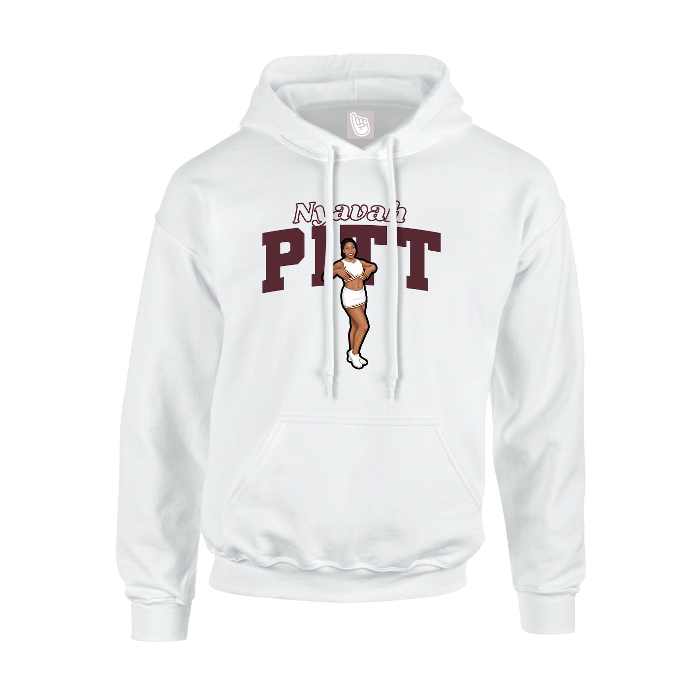 Youth Hoodie — Name Arch in White