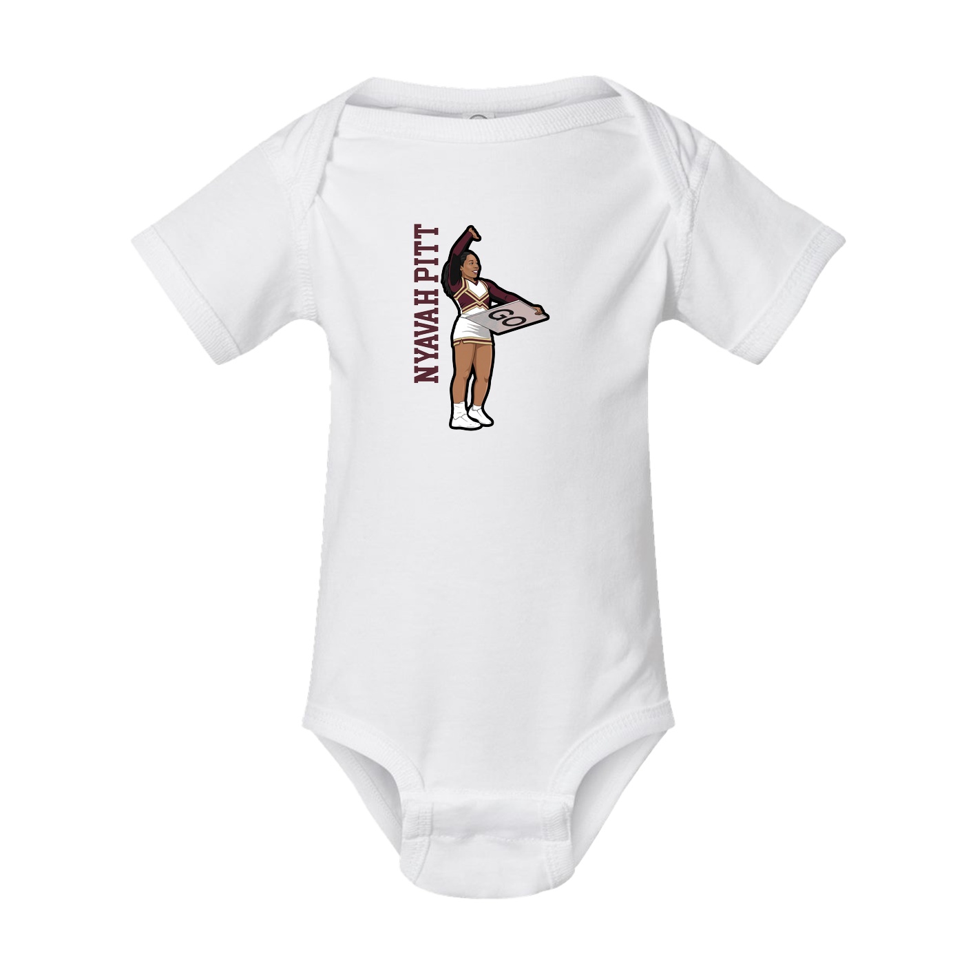 Baby Onesie — Name Vertical in White