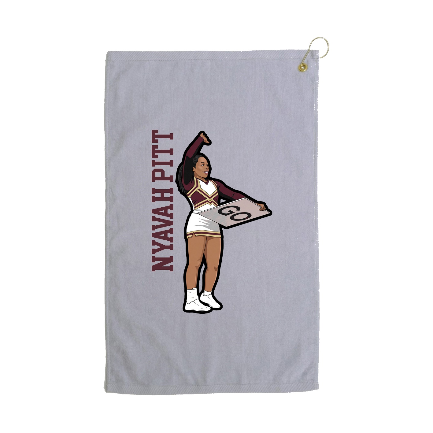 Golf Towel — Name Vertical in Grey