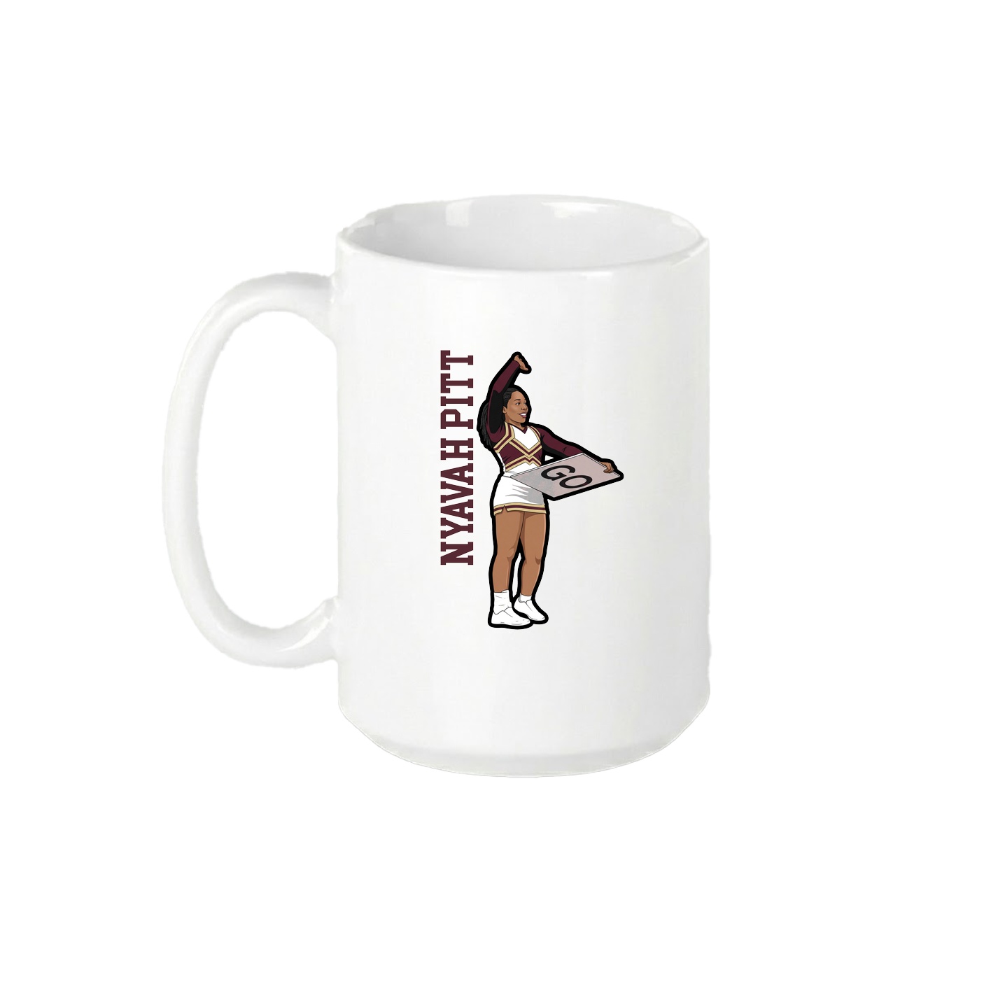 15oz Coffee Mug — Name Vertical in White