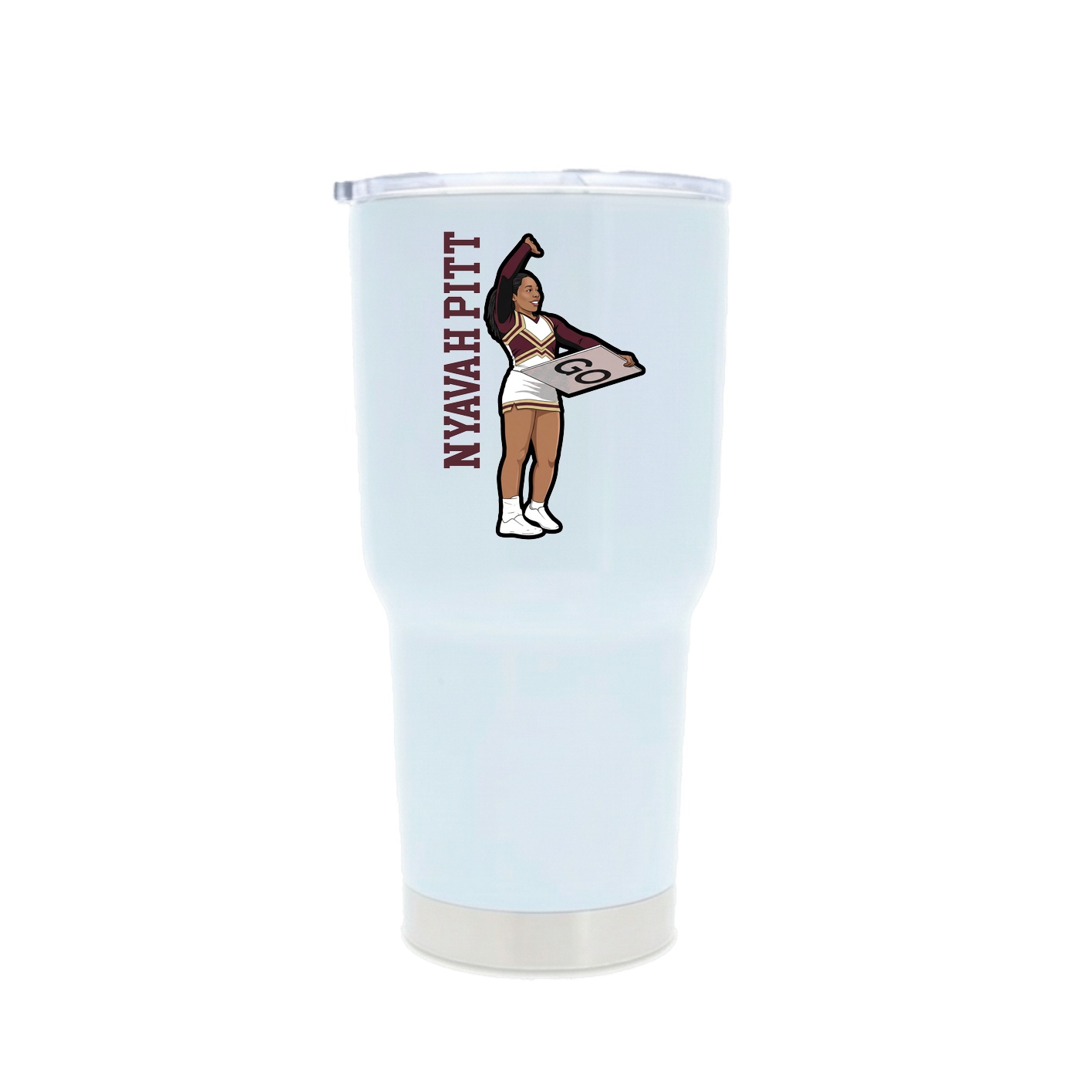 30oz Stainless Steel Tumbler — Name Vertical in White