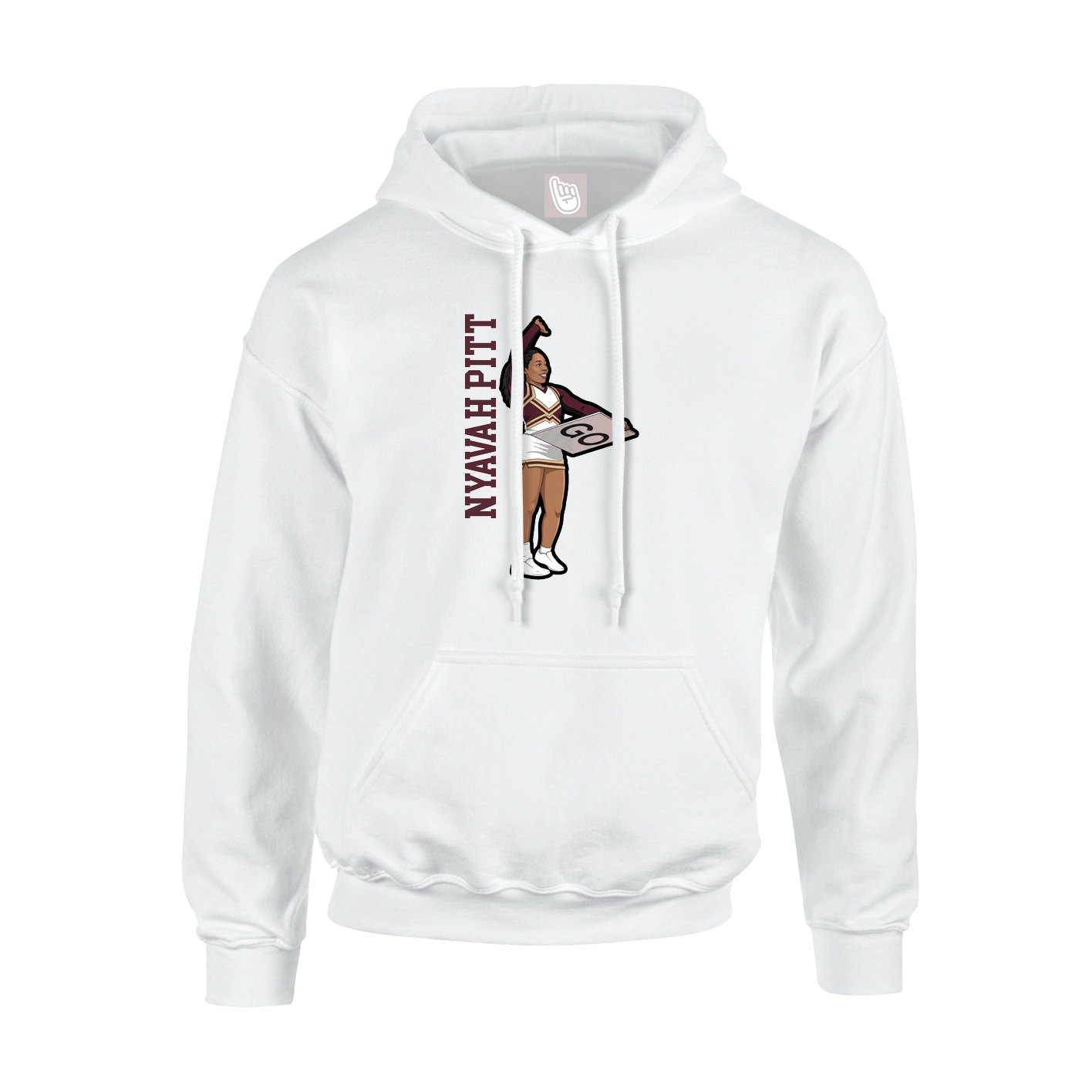 Youth Hoodie — Name Vertical in White
